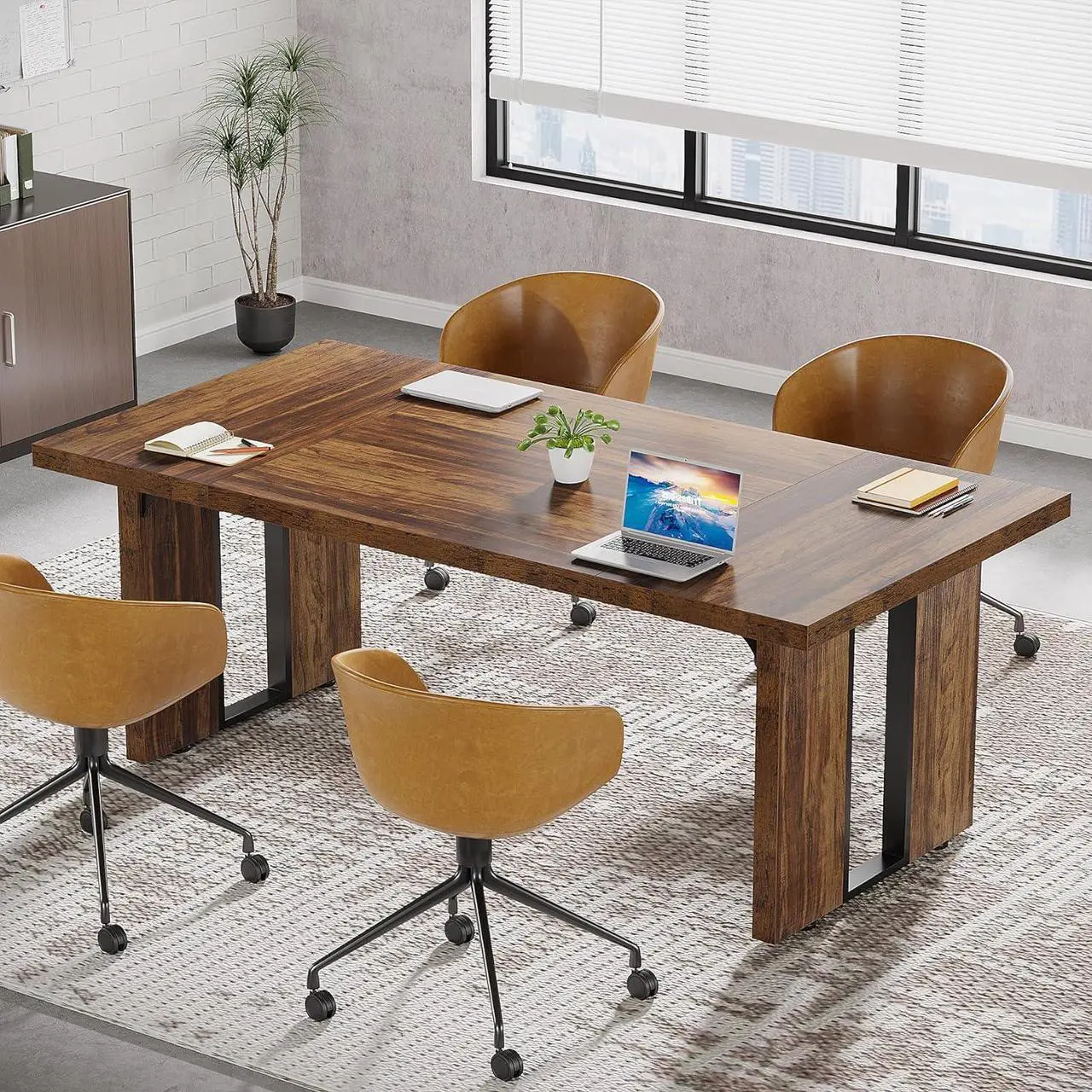 Alt view image 5 of 7 - Tribesigns 70.9" Executive Desk, Large Office Computer Desk, Simple Laptop Desk Study Writing Table Workstation for Home Office
