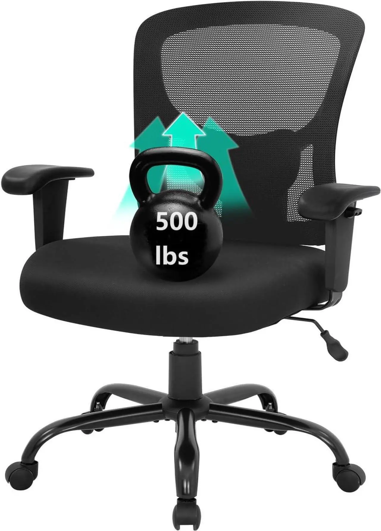 Alt view image 4 of 7 - BestOffice Big and Tall Office Chair 500lbs Desk Chair Mesh Computer Chair with Lumbar Support Wide Seat High Back Task Executive Ergonomic Chair for Home Office (Black)