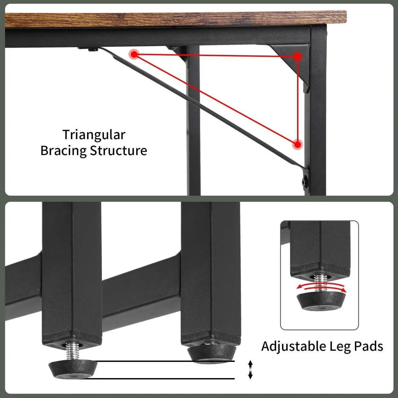 Alt view image 6 of 6 - Computer Desk,47.2 inches Home Office Desk Writing Study Table Modern Simple Style PC Desk with Metal FrameBrown