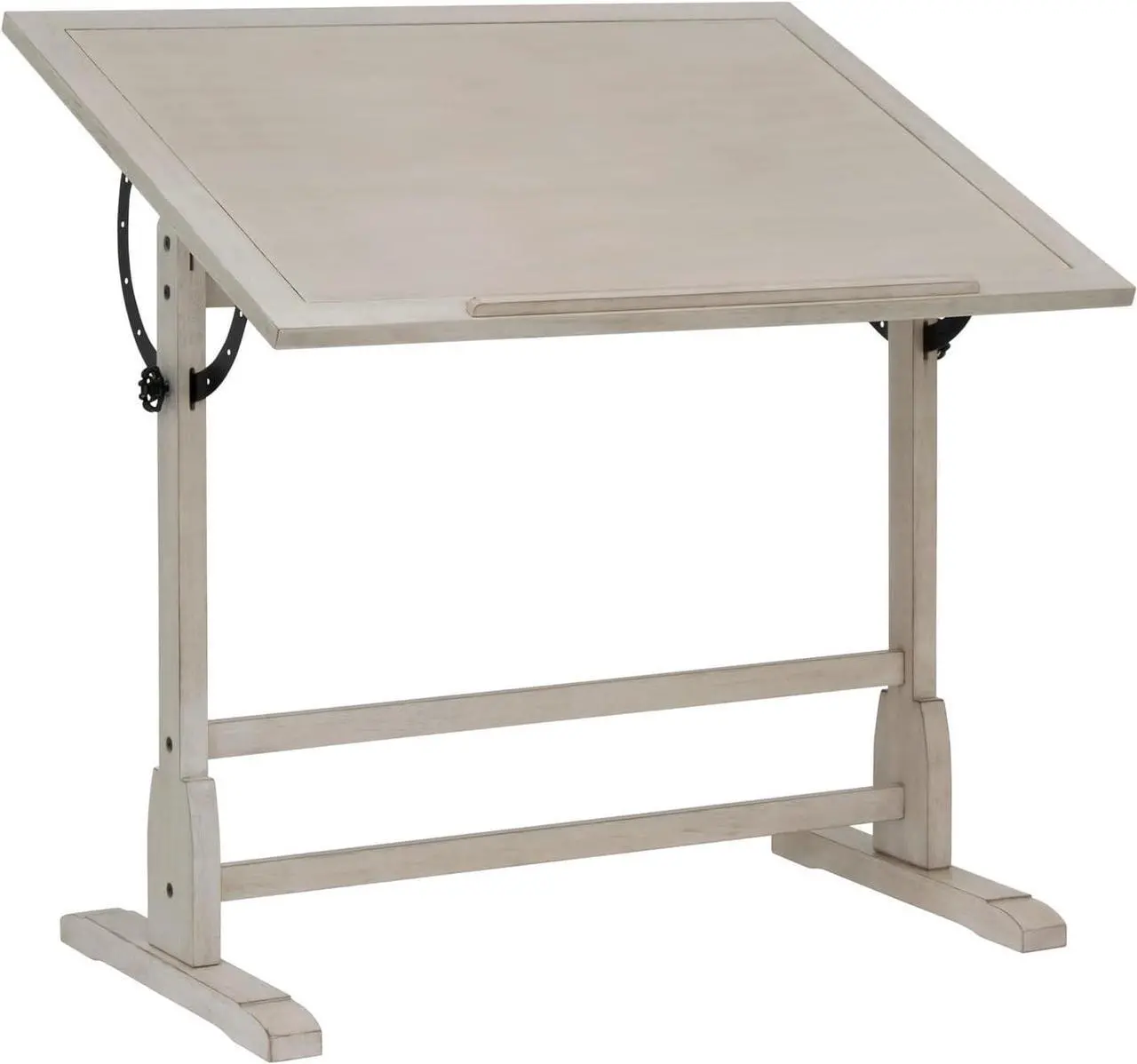 Main image of Studio Designs Wood Drawing/Drafting Table with Pencil Ledge - 42" W x 30" D - Whitewash - Tilting Top Adjustable Desk