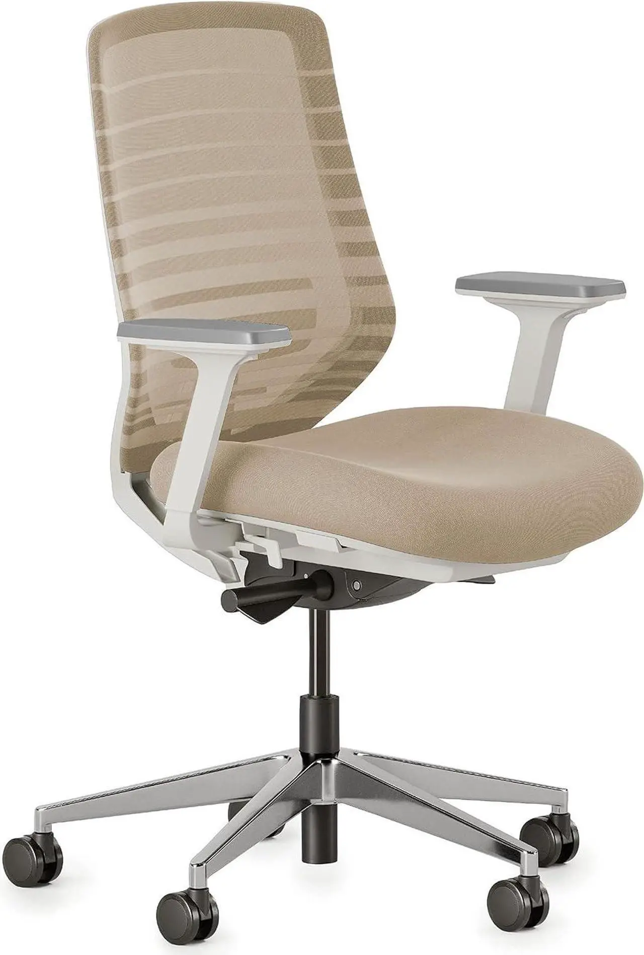 Main image of Branch Ergonomic Chair - A Versatile Desk Chair with Adjustable Lumbar Support, Breathable Mesh Backrest, and Smooth Wheels - Experience Optimal Comfort and Support - Sand - White