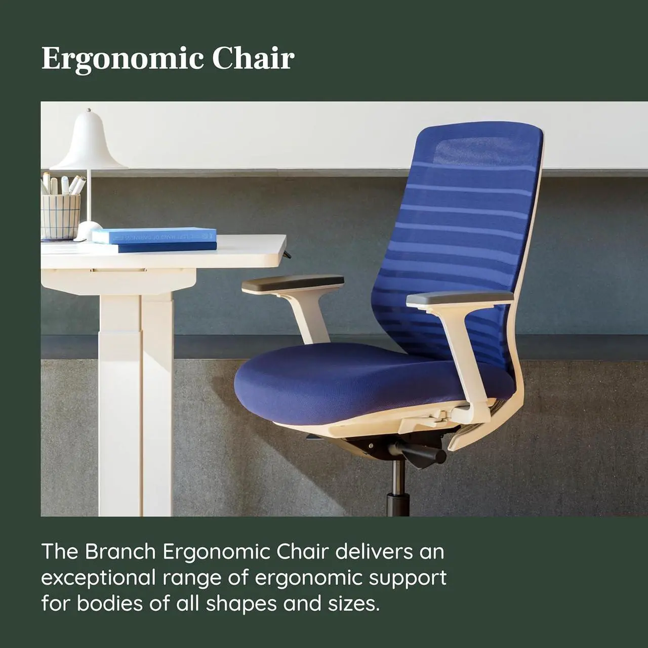 Alt view image 3 of 7 - Branch Ergonomic Chair - A Versatile Desk Chair with Adjustable Lumbar Support, Breathable Mesh Backrest, and Smooth Wheels - Experience Optimal Comfort and Support - Baltic