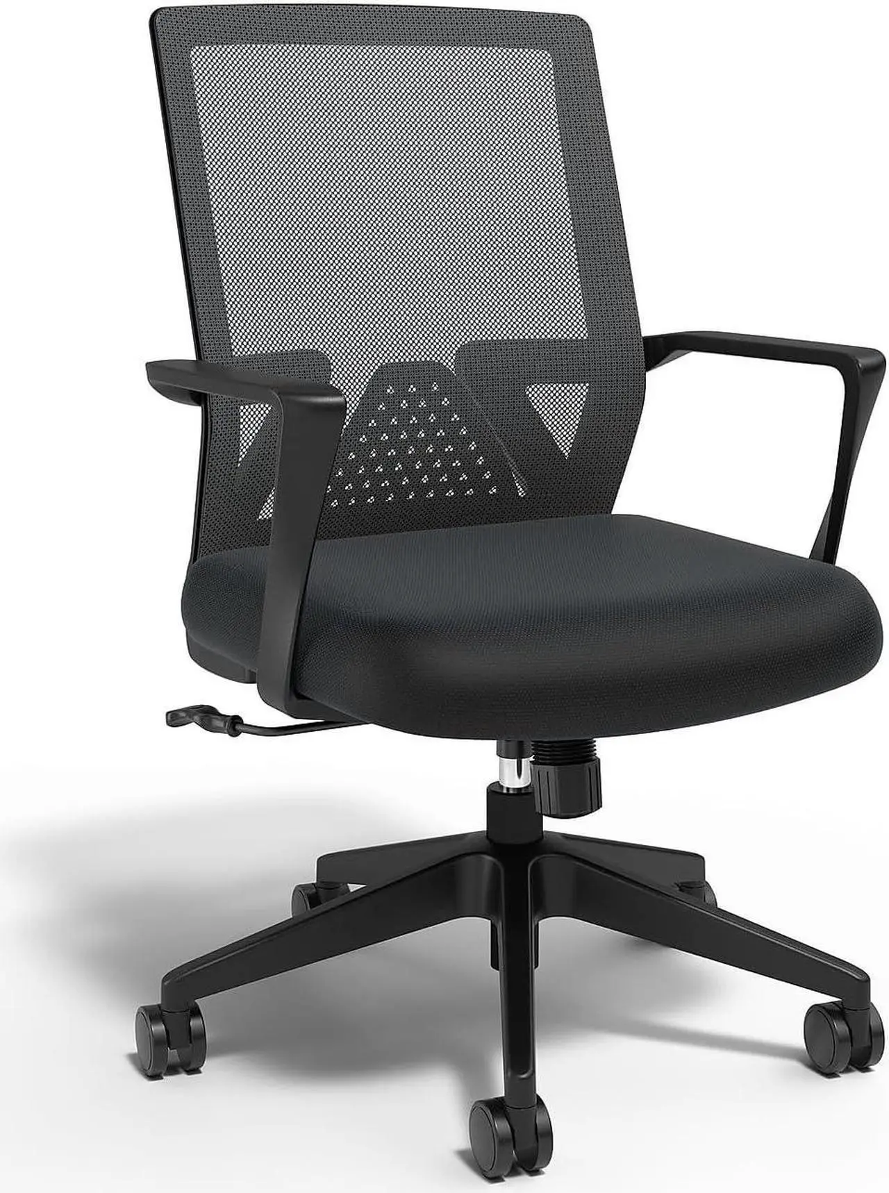 Main image of STAPLES Cartwright Fabric Swivel Task Chair, Ergonomic Office Chair with Adjustable Tilt Lock, Mesh Back and Lumbar Support, Black