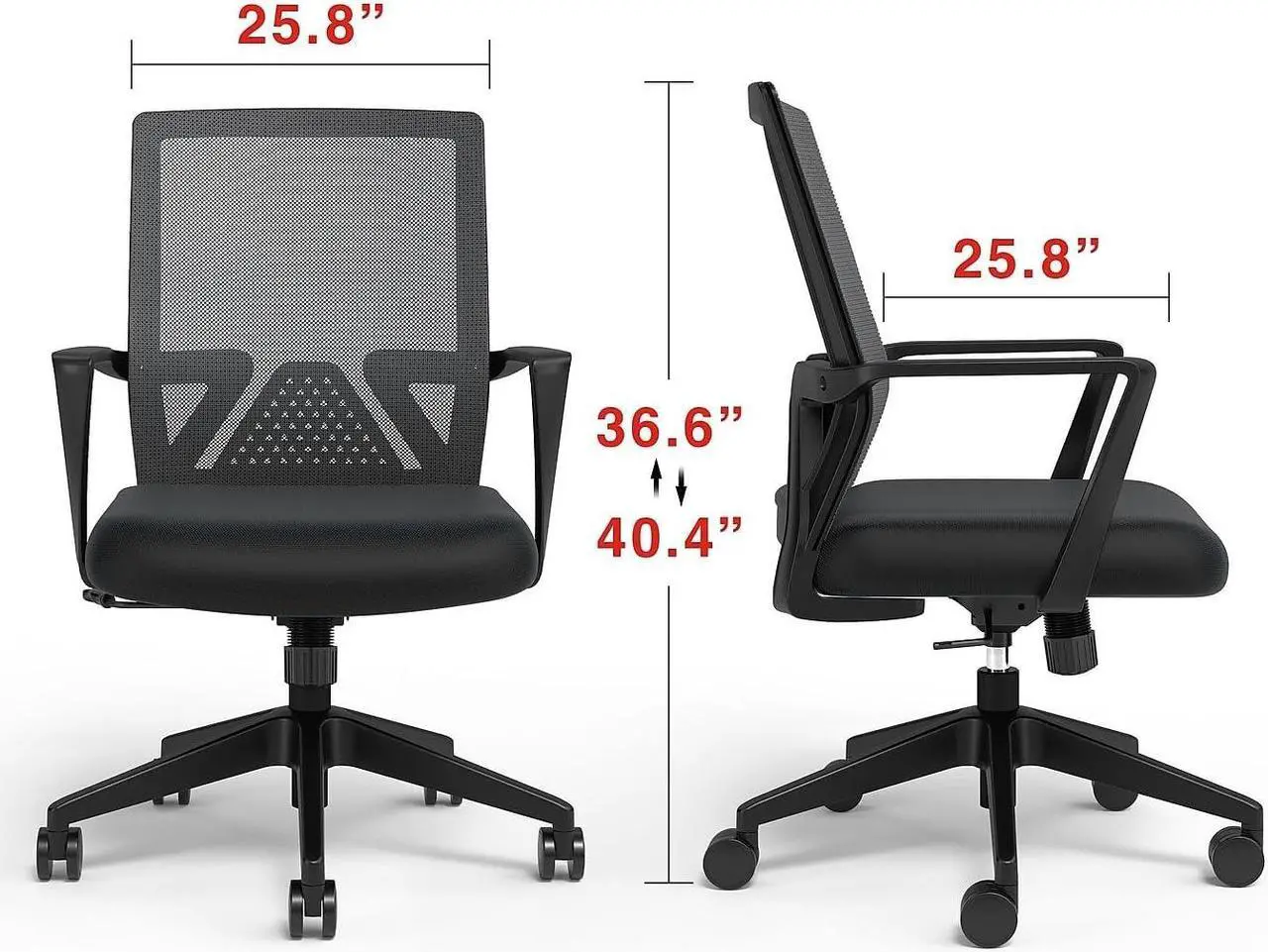 Alt view image 2 of 7 - STAPLES Cartwright Fabric Swivel Task Chair, Ergonomic Office Chair with Adjustable Tilt Lock, Mesh Back and Lumbar Support, Black