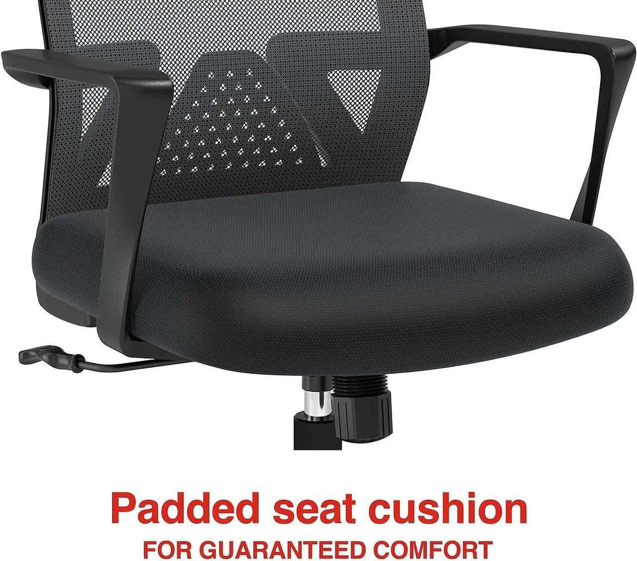 Alt view image 3 of 7 - STAPLES Cartwright Fabric Swivel Task Chair, Ergonomic Office Chair with Adjustable Tilt Lock, Mesh Back and Lumbar Support, Black