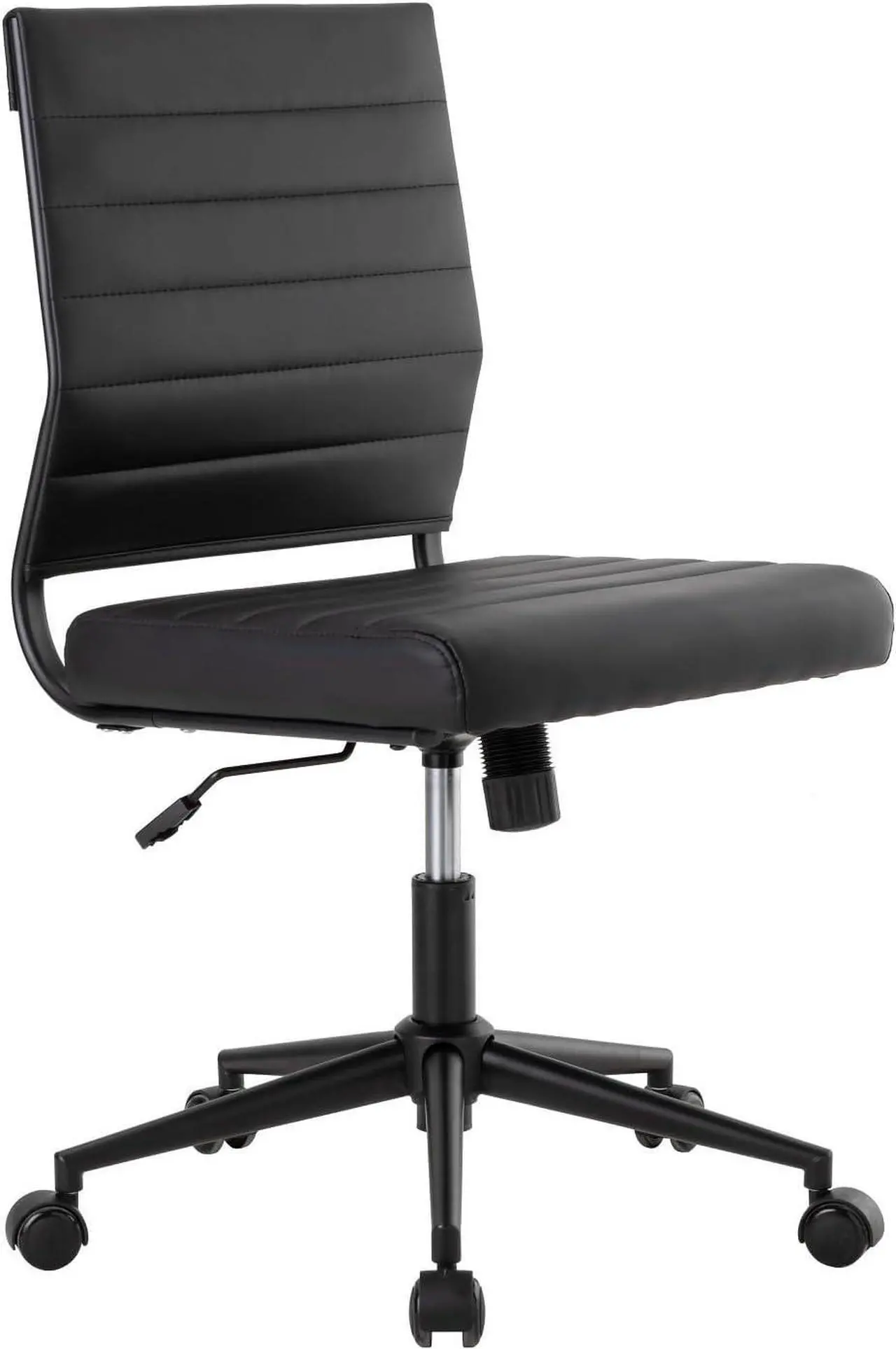 Main image of Okeysen Office Desk Chair No Arms, Mid Back Ergonomic Swivel Black Armless Conference Room Chair, Adjustable Height PU Leather Home Desk Chair, Modern Small Rolling Computer Task Chair