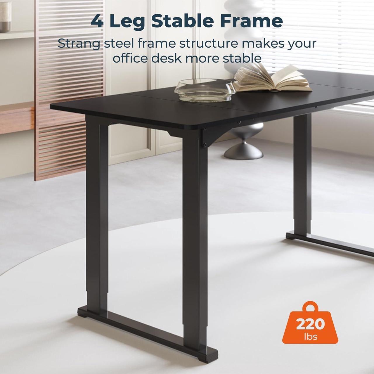 Alt view image 4 of 7 - 4 Legs Standing Desk, Large 79x31 Inches Electric Adjustable Height Desk with Splice Board, Stand Up Desk Home Office Computer Workstation, Black