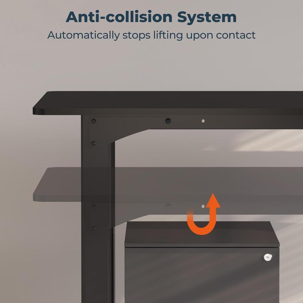 Alt view image 7 of 7 - 4 Legs Standing Desk, Large 79x31 Inches Electric Adjustable Height Desk with Splice Board, Stand Up Desk Home Office Computer Workstation, Black