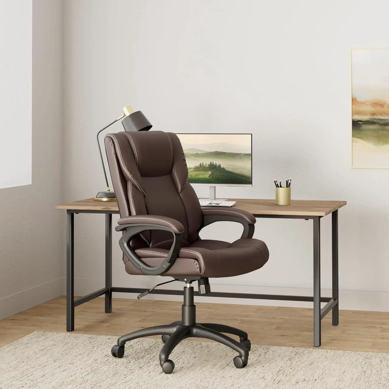 Alt view image 2 of 6 - STAPLES 2554454 Kelburne Luxura Office Chair Brown