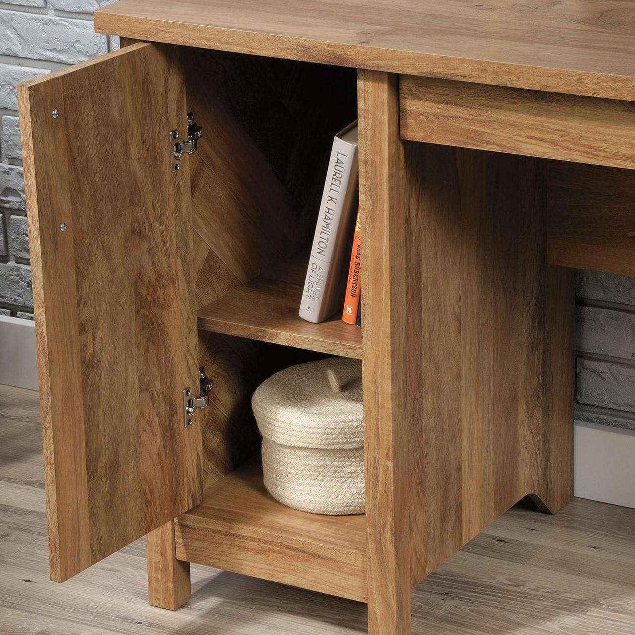 Alt view image 7 of 7 - Sauder Cannery Bridge Computer Desk with Storage Drawers, Home Office Desk with File Cabinet Drawer, in Sindoori Mango