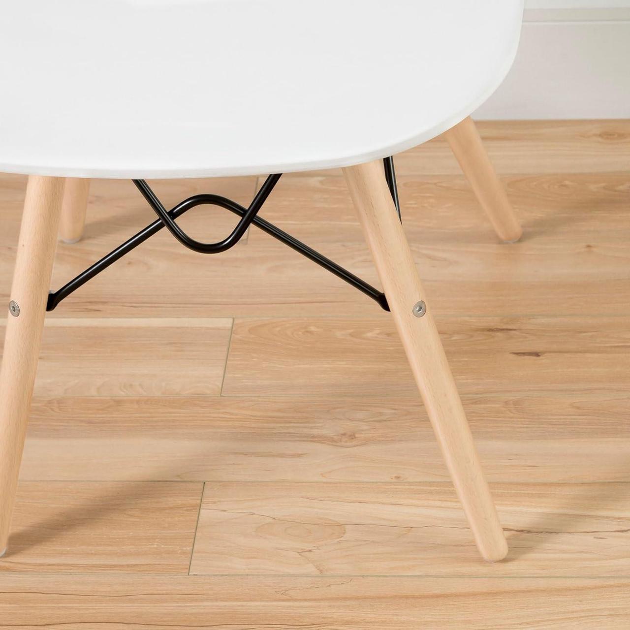 Alt view image 5 of 7 - South Shore Annexe Mid-Century Modern Eiffel Office Chair, Wooden Legs, Clear and White 19.5D x 16.25W x 32.5H in