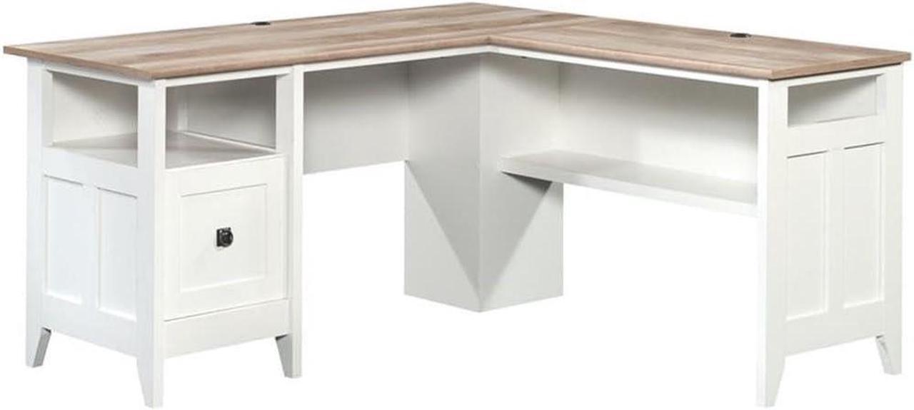 Main image of Sauder August Hill L-Shaped Home Office Desk in Soft White, Soft White finish