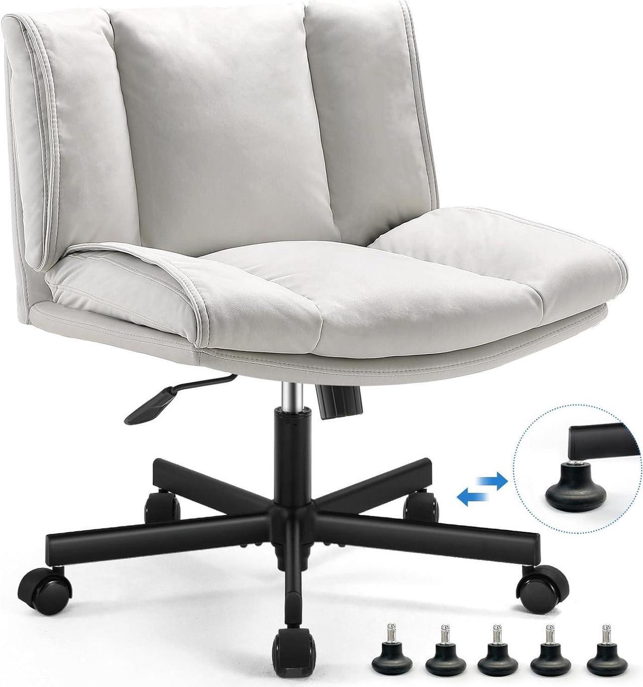 Main image of LEAGOO Criss Cross Chair with Wheels, Comfy Armless Desk Chairs with Tech Fabric, Wide Seat Cross Legged Office Chair, Height Adjustable Swivel Computer Task Chairs for Home Office, Bedroom, Make up
