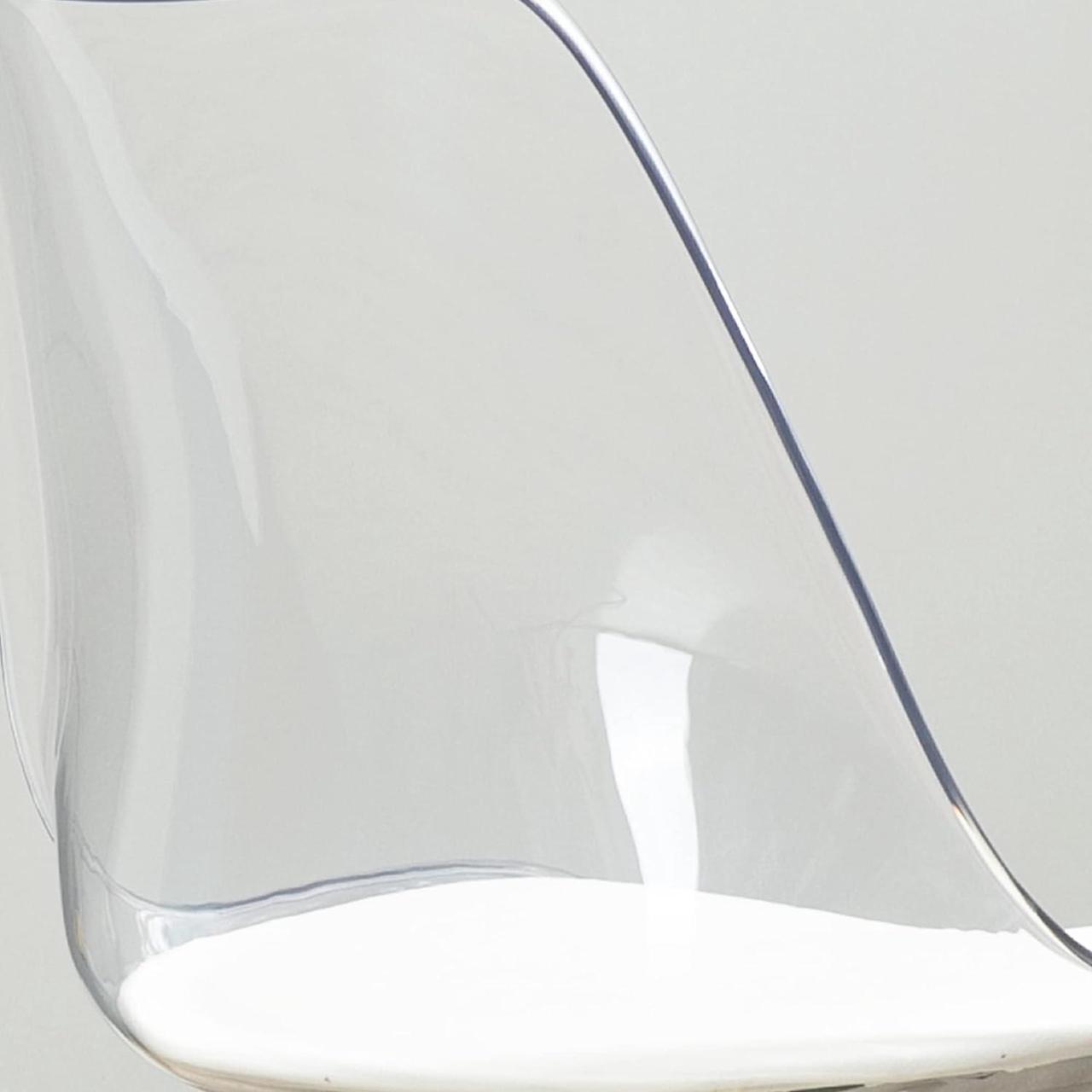 Alt view image 6 of 7 - Acrylic Clear Desk Chair, Modern Small Cute Armless Vanity Rolling Plastic Chair Home Office Lucite Ghost Chairs Cushion Padded with Golden Legs, Clear