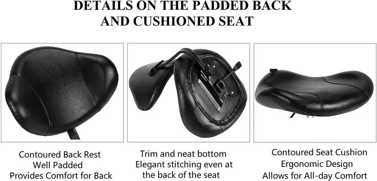 Alt view image 5 of 7 - Kaleurrier Ergonomic Drafting Chair with Back Support,Multi-Functional Height Adjustable Swivel Rolling Stool,Multi-Purpose Home Office Desk Chair (Black)