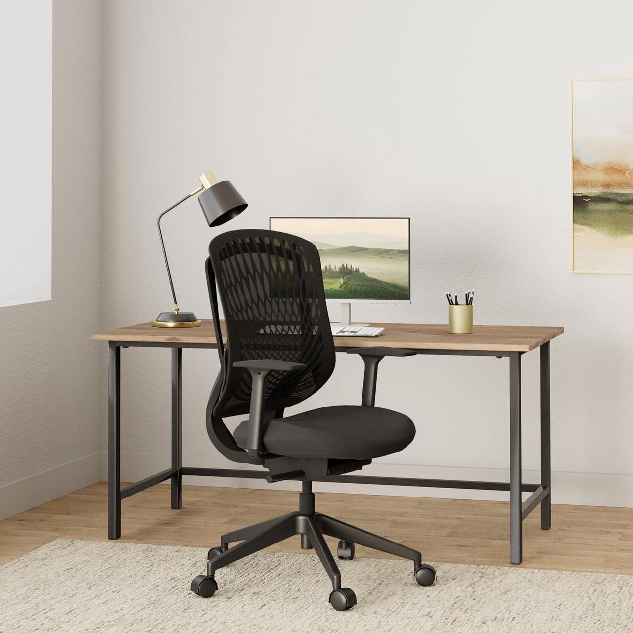 Alt view image 2 of 7 - Vari Performance Task Chair - VariDesk Ergonomic Desk Chair with Wheels - Adjustable Computer Chair with Memory Foam Cushion and Breathable Mesh Lumbar - Ideal for Home, Office, or Gaming - Black