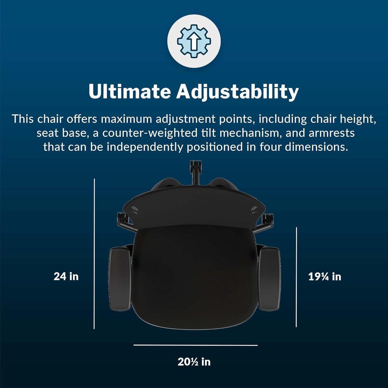 Alt view image 3 of 7 - Vari Performance Task Chair - VariDesk Ergonomic Desk Chair with Wheels - Adjustable Computer Chair with Memory Foam Cushion and Breathable Mesh Lumbar - Ideal for Home, Office, or Gaming - Black