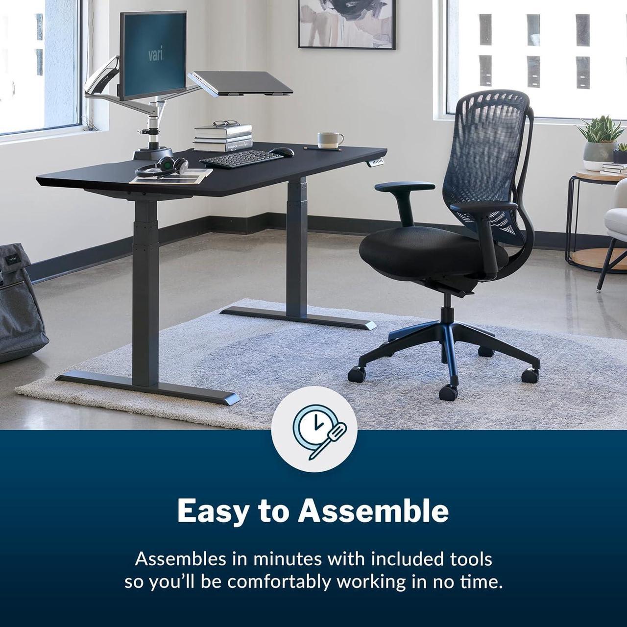 Alt view image 5 of 7 - Vari Performance Task Chair - VariDesk Ergonomic Desk Chair with Wheels - Adjustable Computer Chair with Memory Foam Cushion and Breathable Mesh Lumbar - Ideal for Home, Office, or Gaming - Black