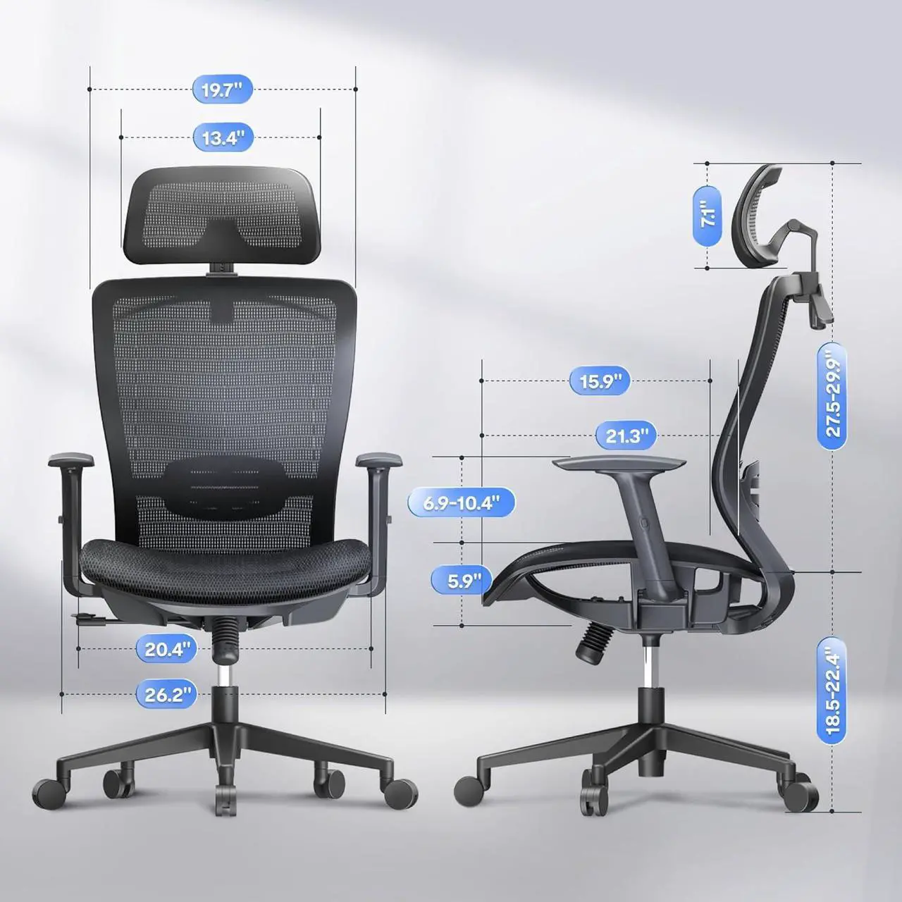 FLEXISPOT Ergonomic Office Chair High Back Mesh Swivel Computer Chair Home Office Desk Chairs with Wheels Lumbar Support Deep Black - Thumbnail 3