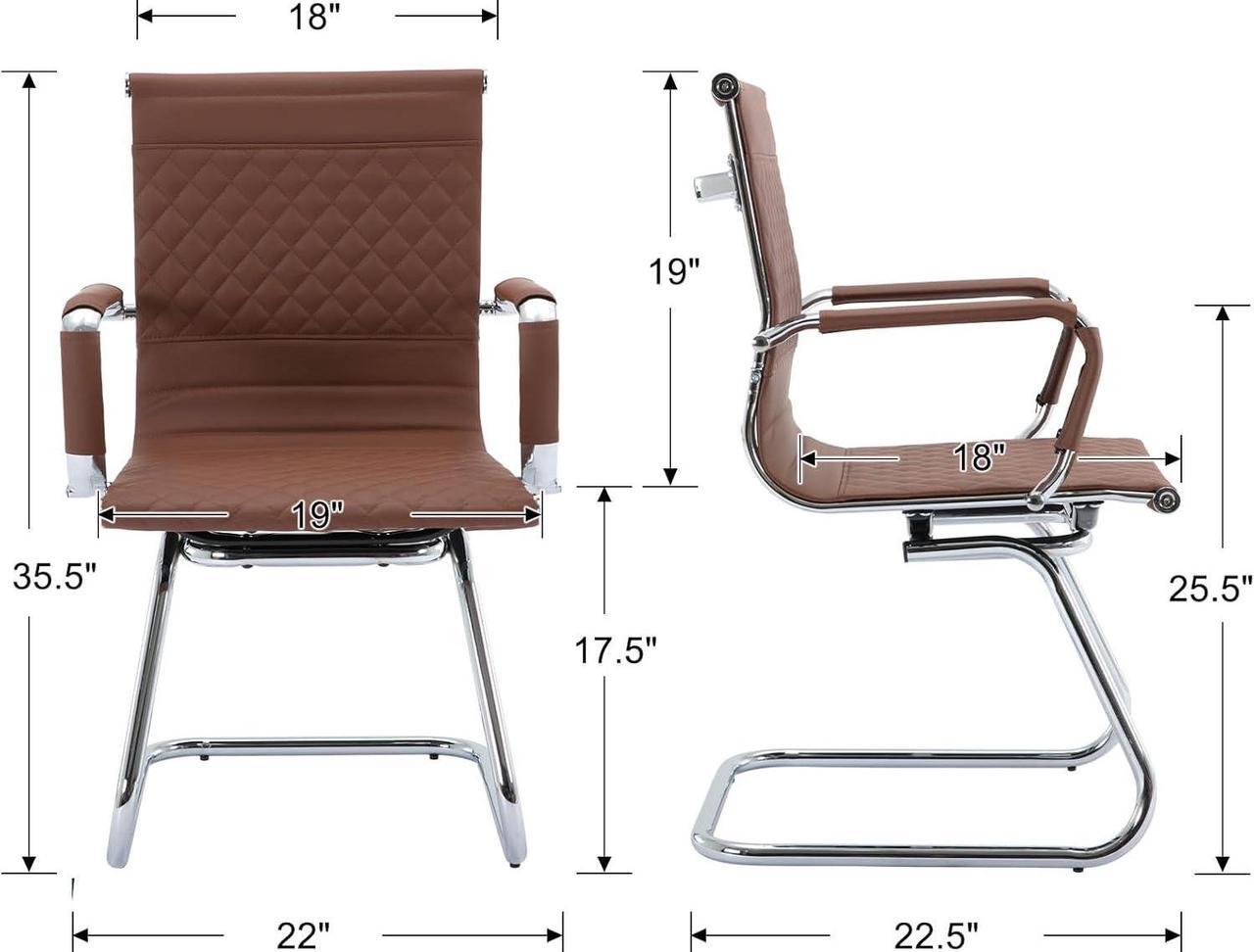 Alt view image 3 of 6 - Office Guest Chairs Reception Chairs Waiting Room Chairs Set of 2 Conference Room Chairs with Mid Back, Modern PU Leather Desk Chairs, Coffee