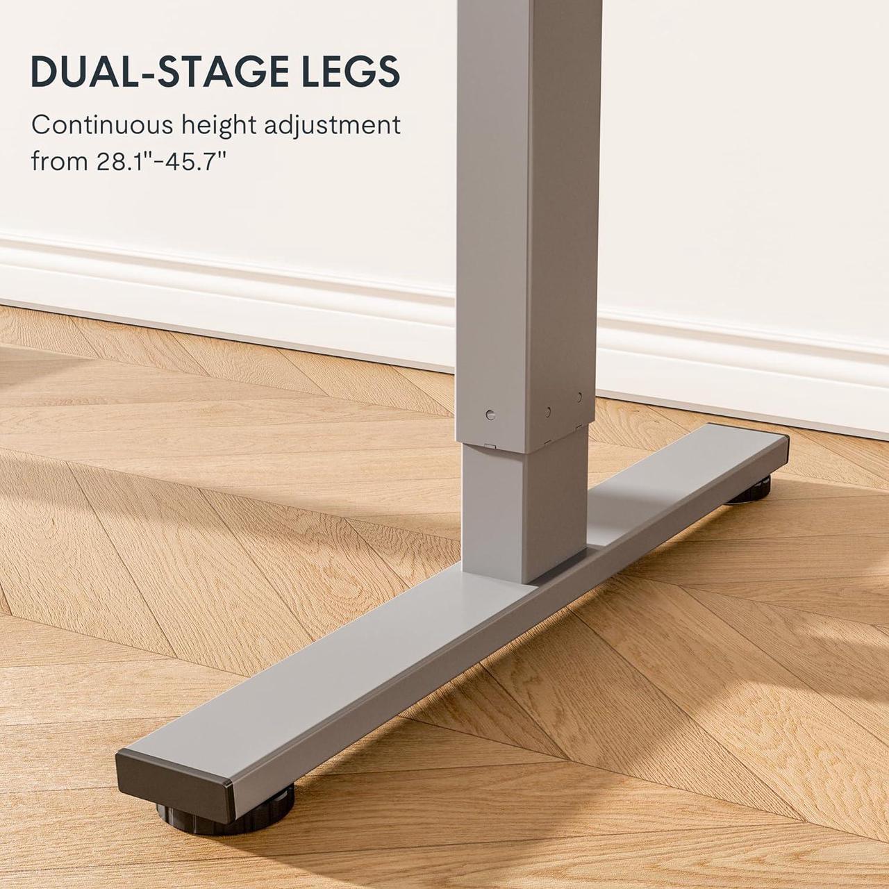 Alt view image 7 of 7 - FLEXISPOT EN1 One-Piece Adjustable Desk 40 x 24 Inches Stand Up Desk Electric Height Adjustable Standing Desk with Seamless Desktop (Silver Frame + 40 inches Natural Top, 2 Packages)