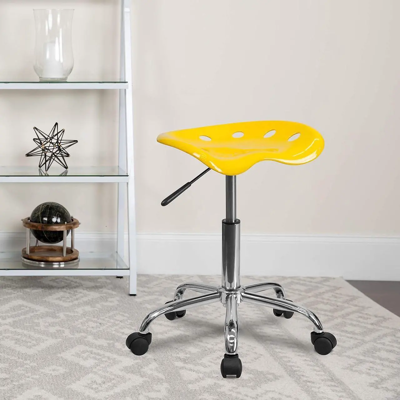 Alt view image 2 of 7 - Flash Furniture Taylor Vibrant Yellow Tractor Seat and Chrome Stool