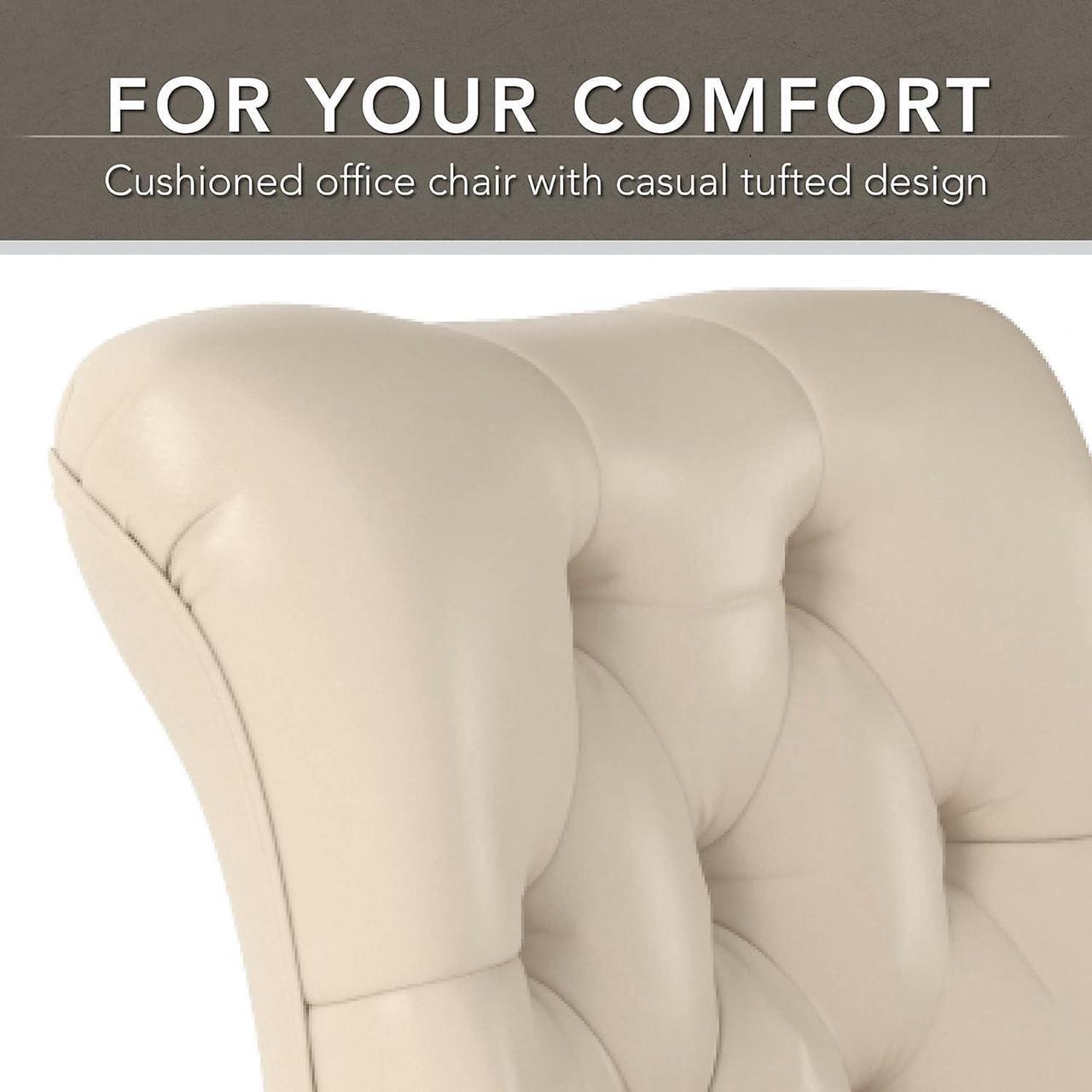 Alt view image 4 of 7 - Bush Furniture Fairview Mid Back Tufted Office Chair in Antique White Leather