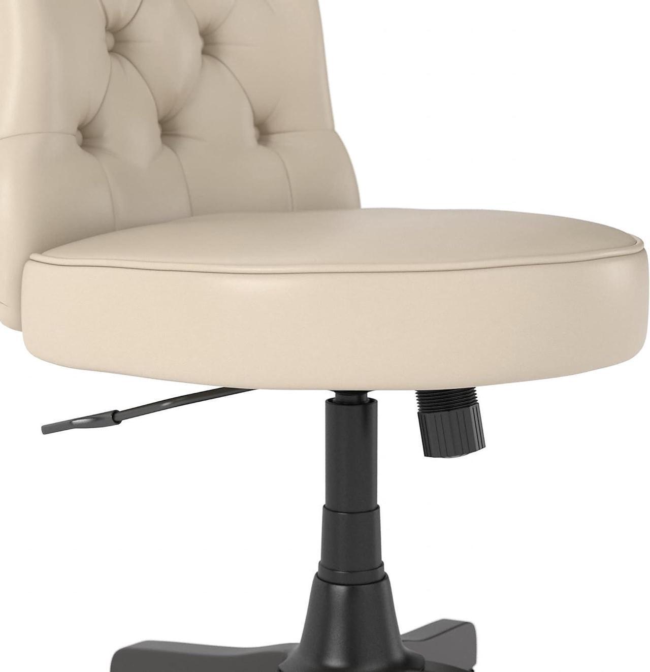 Alt view image 6 of 7 - Bush Furniture Fairview Mid Back Tufted Office Chair in Antique White Leather