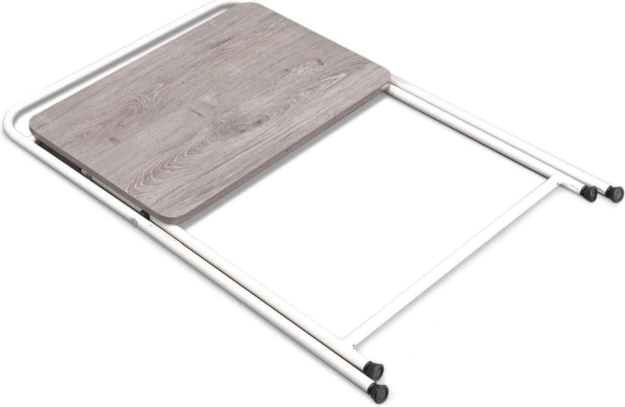 Alt view image 3 of 7 - SOFSYS Modern Folding Desk for Small Space, Computer Gaming, Writing, Student and Home Office Organization, Industrial Metal Frame with Premium Desktop Surfaces, Gray/White