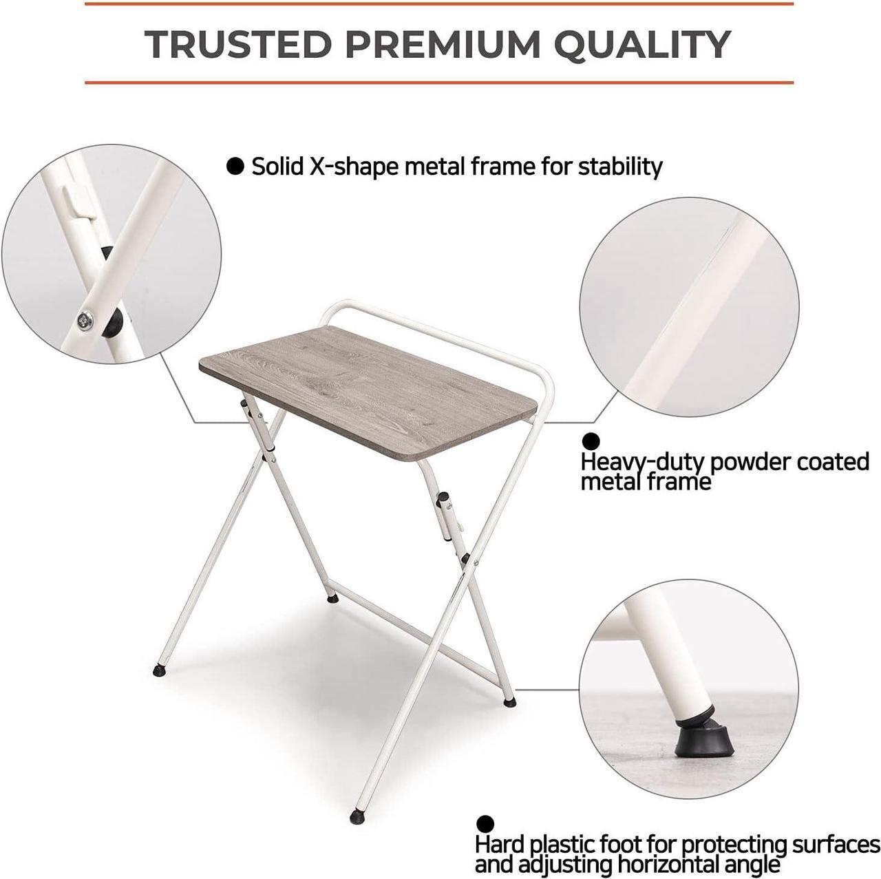 Alt view image 6 of 7 - SOFSYS Modern Folding Desk for Small Space, Computer Gaming, Writing, Student and Home Office Organization, Industrial Metal Frame with Premium Desktop Surfaces, Gray/White