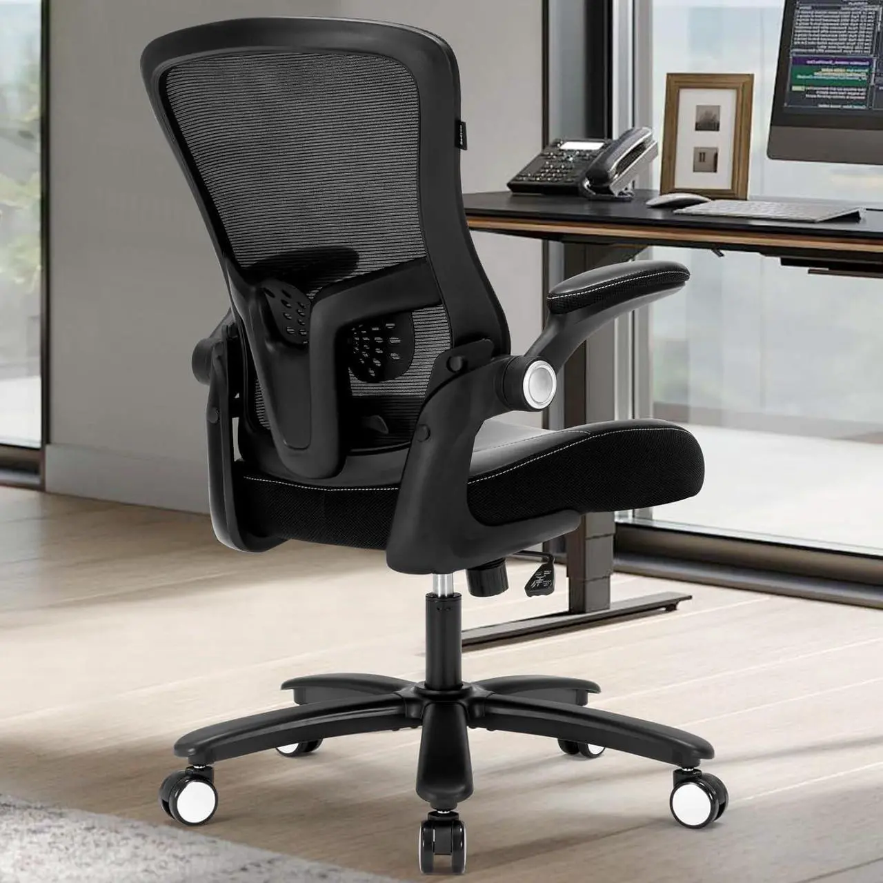 Alt view image 2 of 6 - Office Chair, Ergonomic Desk Chair with Adjustable Lumbar Support, High Back Mesh Computer Chair with Heavy Duty Metal Base, Executive Chair for Home Office