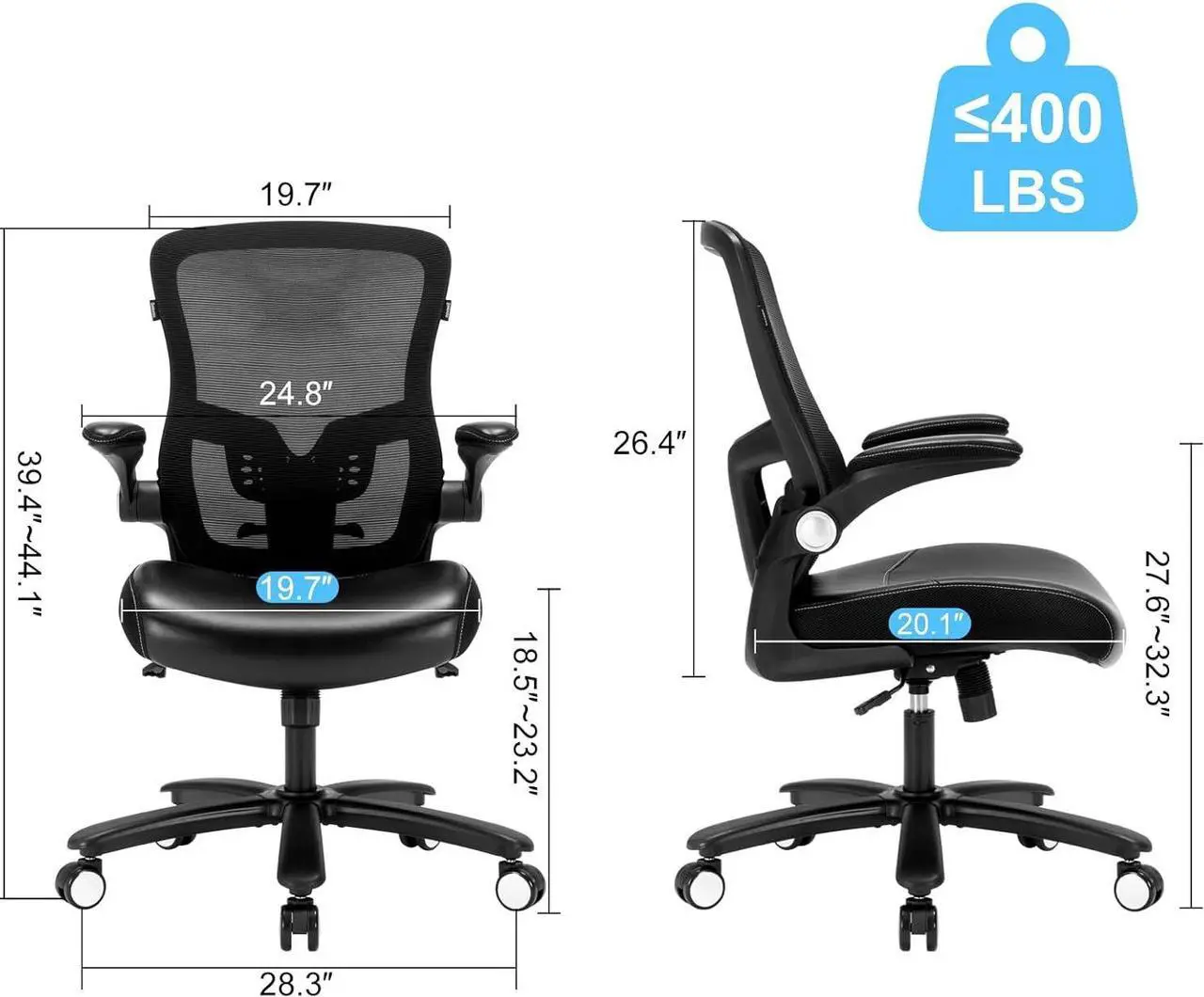 Alt view image 3 of 6 - Office Chair, Ergonomic Desk Chair with Adjustable Lumbar Support, High Back Mesh Computer Chair with Heavy Duty Metal Base, Executive Chair for Home Office