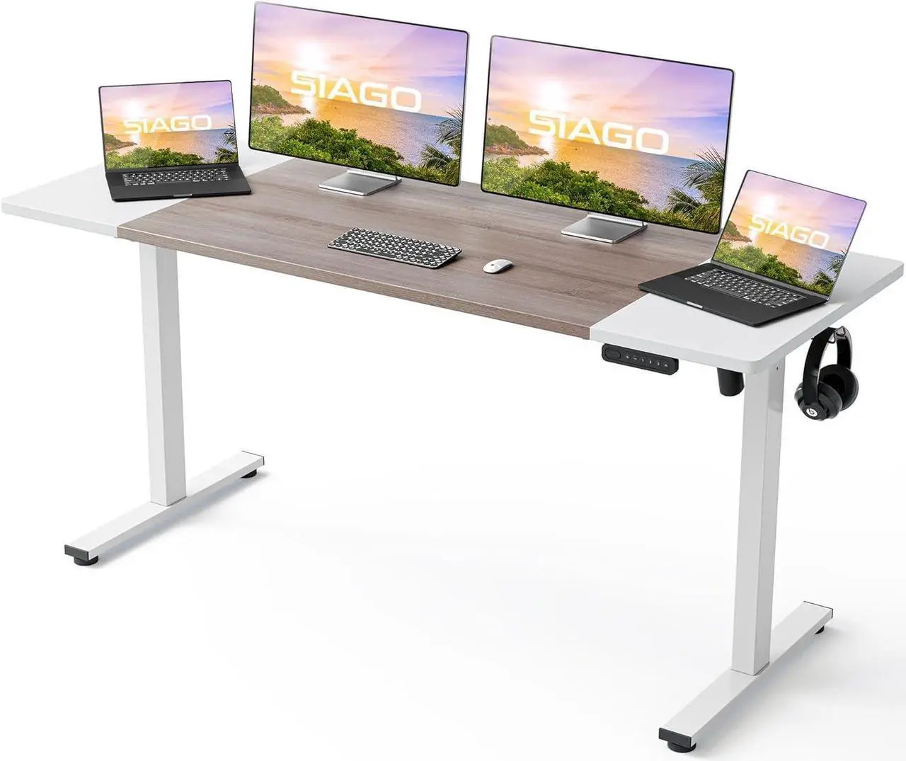 Main image of SIAGO Electric Standing Desk Adjustable - 63 x 24 Inch Sit Stand up Desk with Cable Management - 3 Memory Preset Adjustable Height Desk Computer Home Office Desk
