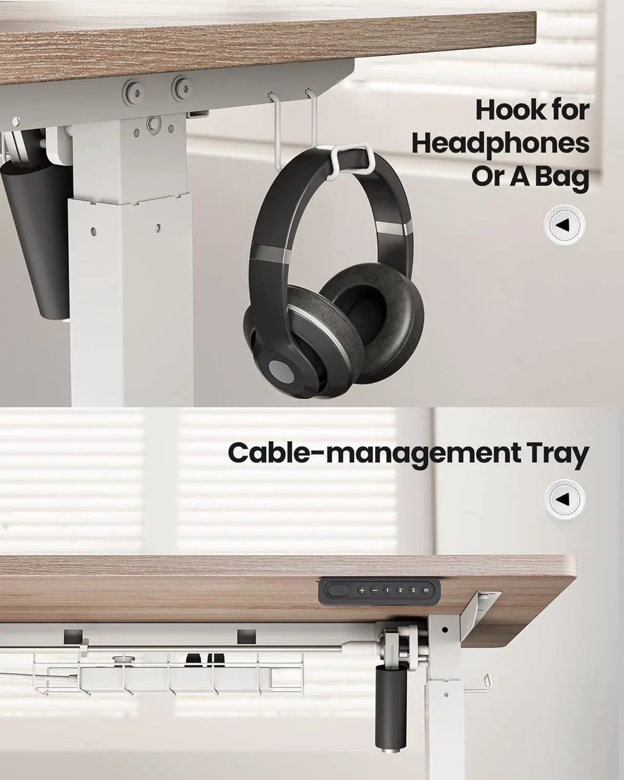 Alt view image 6 of 7 - SIAGO Electric Standing Desk Adjustable - 63 x 24 Inch Sit Stand up Desk with Cable Management - 3 Memory Preset Adjustable Height Desk Computer Home Office Desk