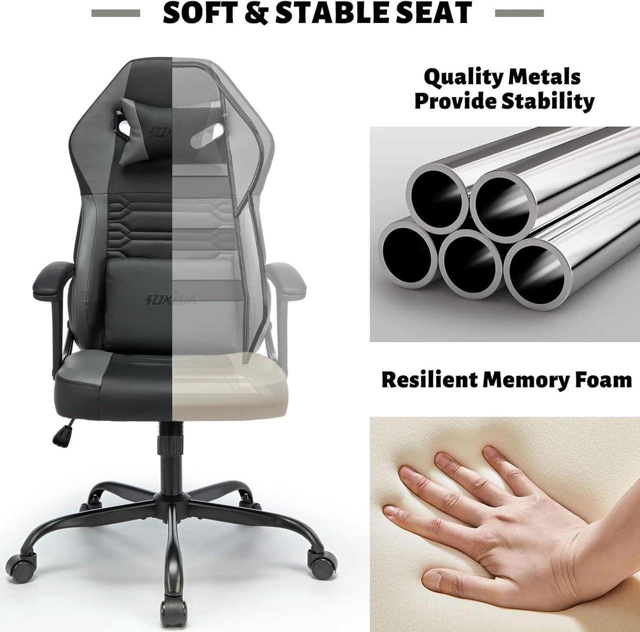 Alt view image 7 of 7 - Ergonomic Gaming Chair, High Back Pc Computer Desk Office Chair, Video Game Chairs with Lumbar Support, Height Adjustable Comfy Rocking Massage Gaming Chair for Adults Women Men