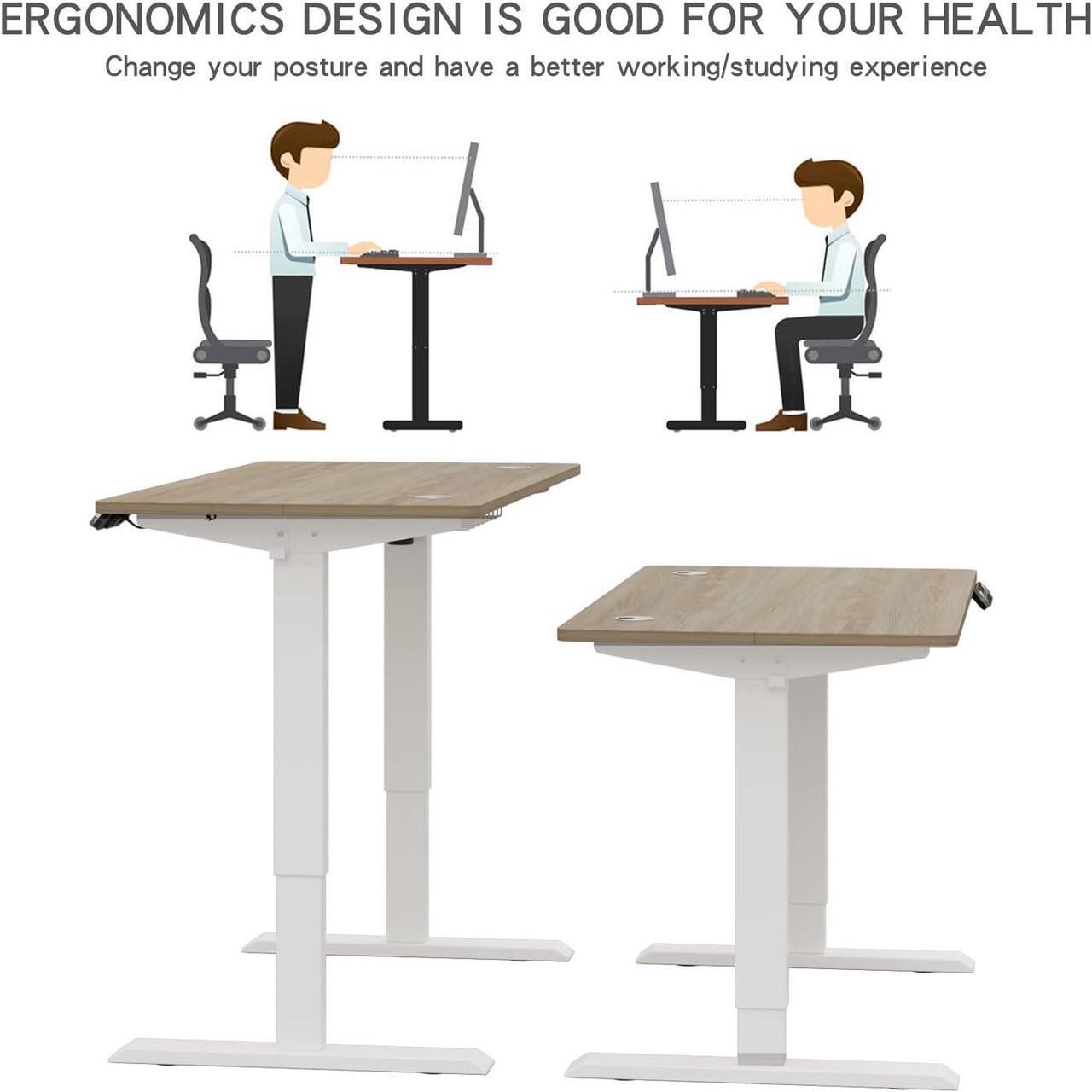 Alt view image 4 of 7 - bilbil Electric Height Adjustable Standing Desk, Sit to Stand Desk Home Office Computer Desk(48 x 24 Oak Top + White Frame)