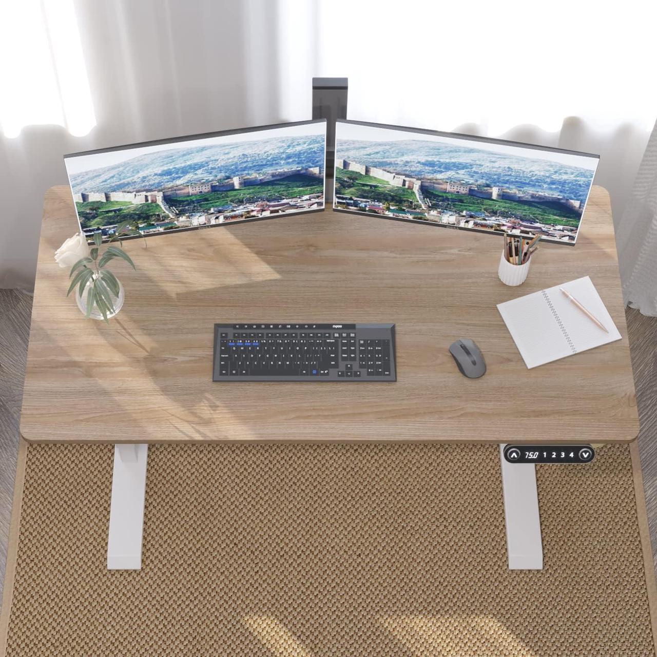Alt view image 6 of 7 - bilbil Electric Height Adjustable Standing Desk, Sit to Stand Desk Home Office Computer Desk(48 x 24 Oak Top + White Frame)