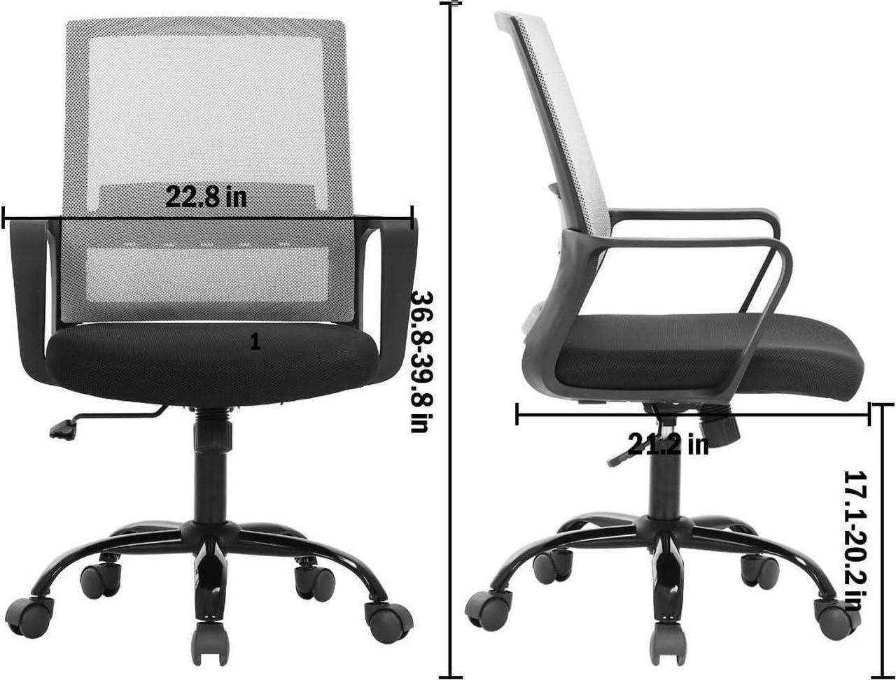 Alt view image 2 of 7 - Ergonomic Office Chair Desk Chair Computer Chair Mid Back Mesh Chair with Lumbar Support & Armrest Modern Adjustable Height Swivel Task Executive Chair for Women Men Adult, Grey