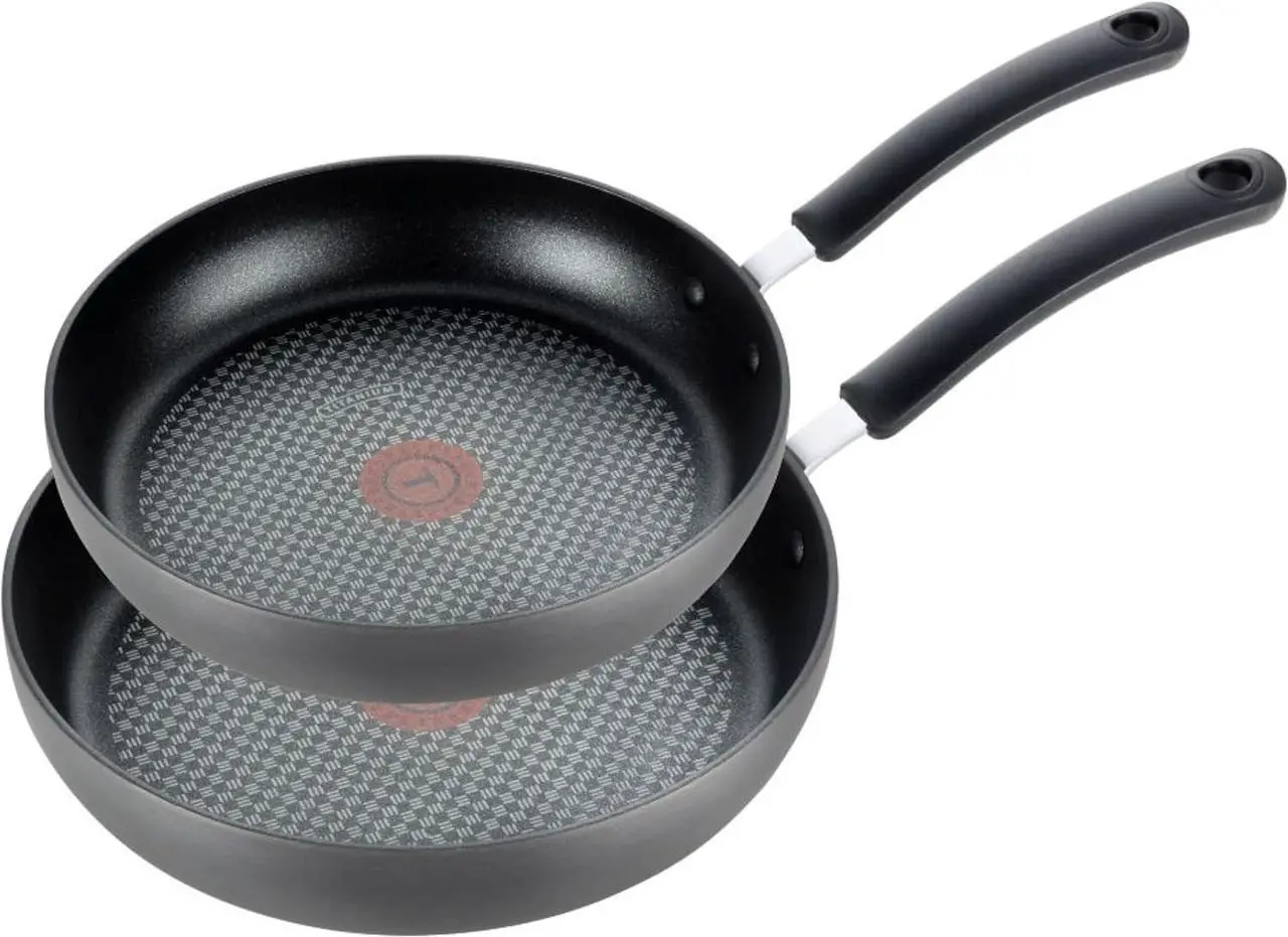 Main image of T-fal Ultimate Hard Anodized Nonstick Fry Pan Set 2 Piece, 10, 12 Inch, Oven Broiler Safe 400F, Cookware, Pots and Pans Set Non Stick, Kitchen Frying Pans, Cooking Skillets, Dishwasher Safe, Grey