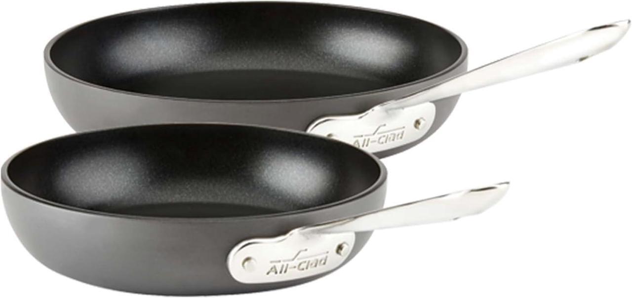 Main image of All-Clad HA1 Hard Anodized Non Stick Fry Pan Set 2 Piece, 8, 10 Inch, Induction, Oven Broiler Safe 500F, Pots and Pans Set, Kitchen Frying Pans, Skillets, Premium Cookware, Home, Dishwasher Safe Black