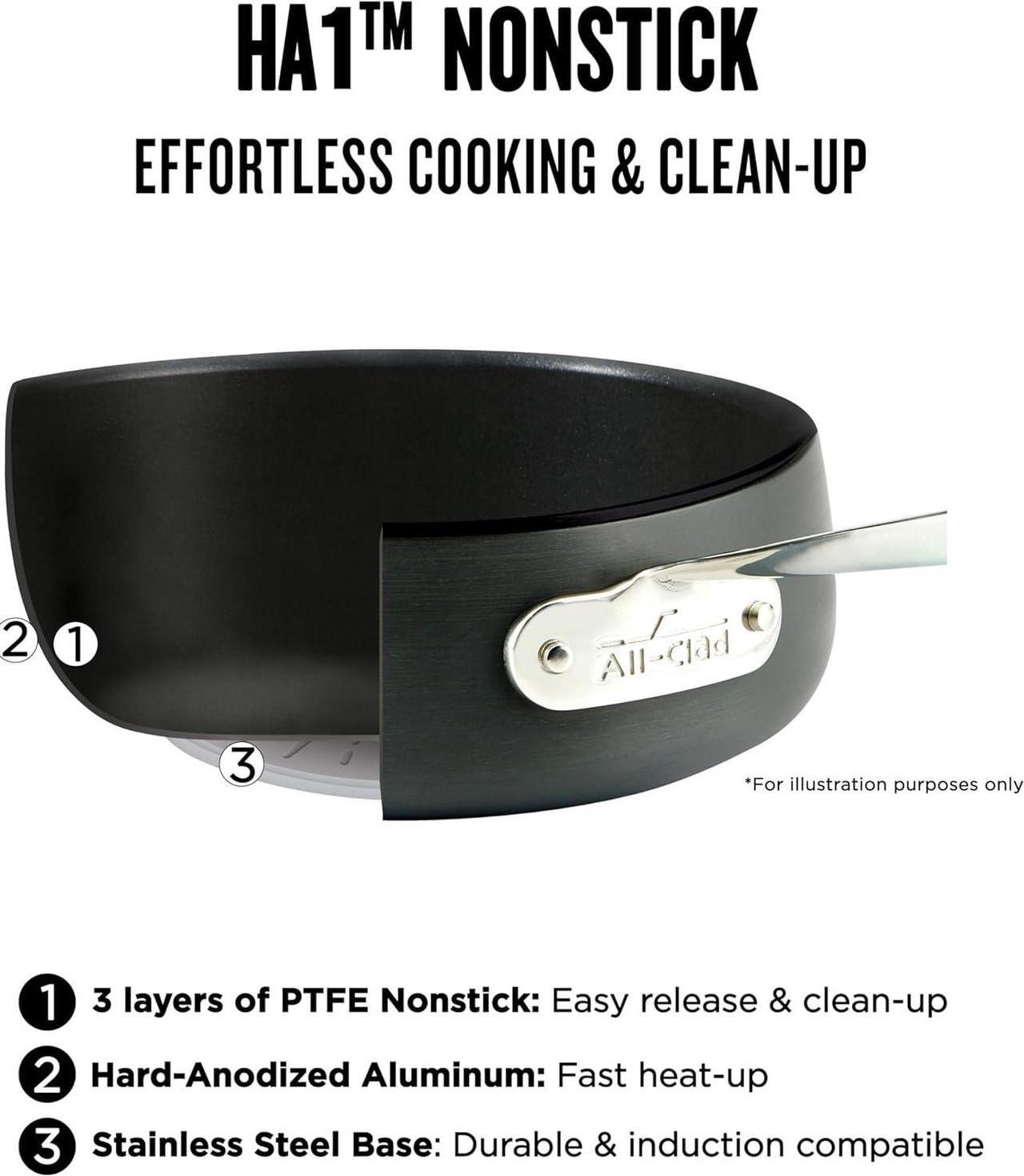 Alt view image 2 of 7 - All-Clad HA1 Hard Anodized Non Stick Fry Pan Set 2 Piece, 8, 10 Inch, Induction, Oven Broiler Safe 500F, Pots and Pans Set, Kitchen Frying Pans, Skillets, Premium Cookware, Home, Dishwasher Safe Black