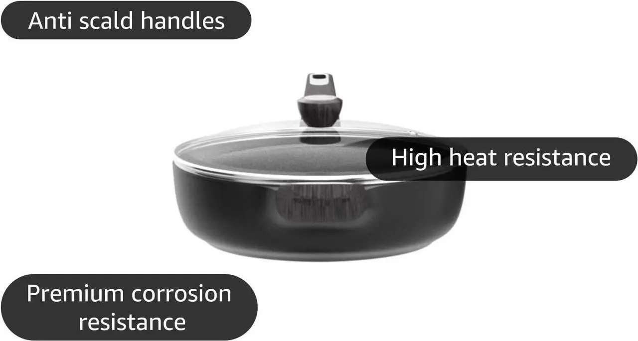 Alt view image 4 of 7 - SENSARTE Nonstick Frying Pan Skillet with Lid, 12 Inch Large Deep Frying Pan, 5 Qt Non Stick Saute Pan with Cover, Induction Pan, Healthy Non Toxic Cooking Pan with Helper Handle, PFOA PFOS Free