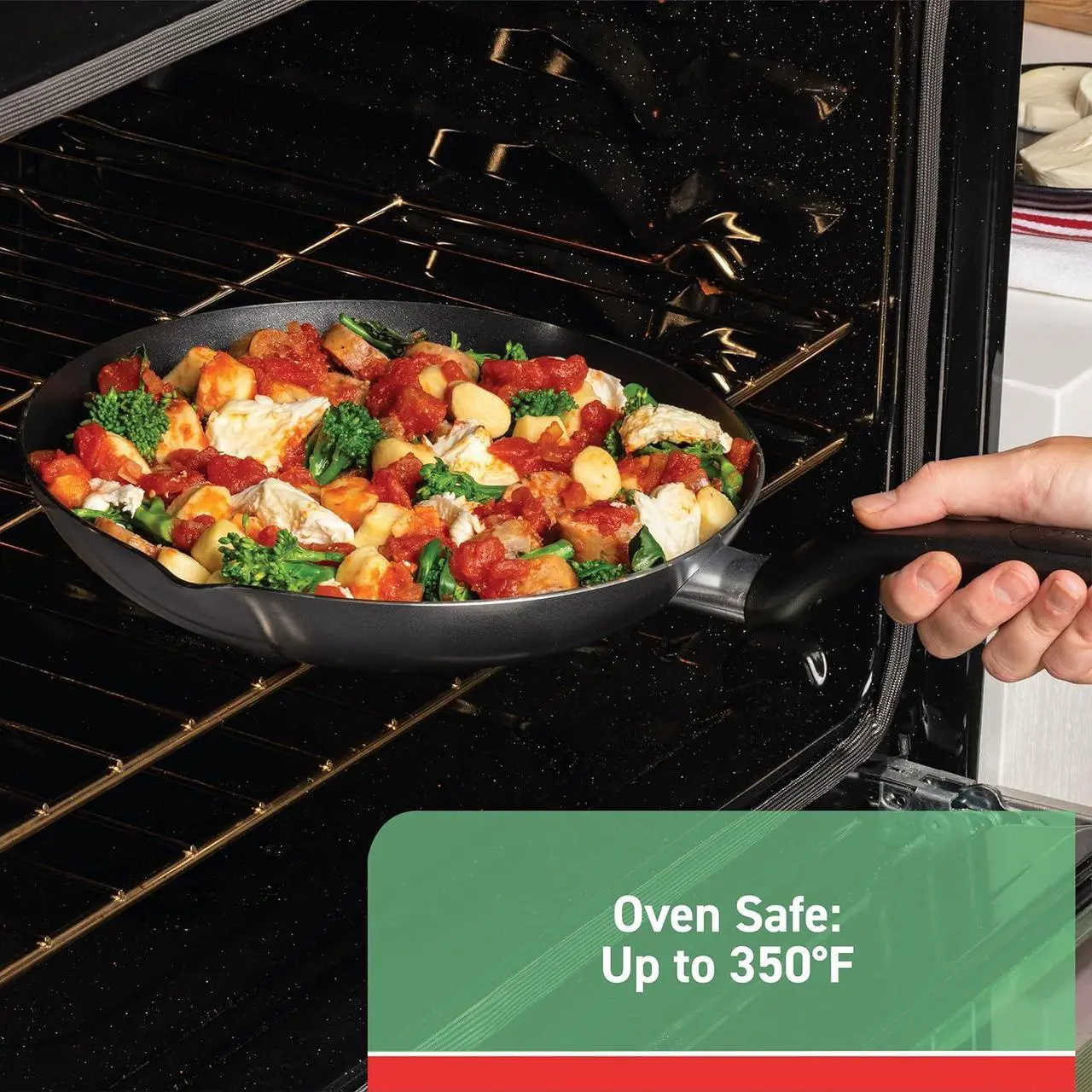 Alt view image 5 of 7 - T-fal Specialty Nonstick Saute Pan with Glass Lid 5 Quart, Oven Broiler Safe 350F, Cookware, Deep Frying Pan with Handle, Skillet, Kitchen, Pots and Pans, Dishwasher Safe, Black