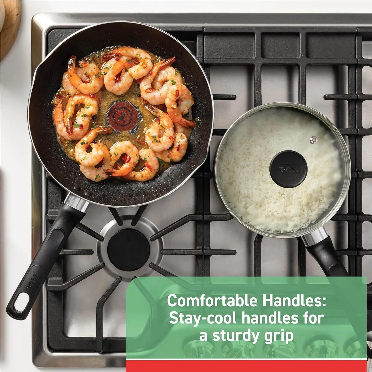 Alt view image 3 of 7 - T-fal Specialty Nonstick Saute Pan with Glass Lid 5 Quart, Oven Broiler Safe 350F, Cookware, Deep Frying Pan with Handle, Skillet, Kitchen, Pots and Pans, Dishwasher Safe, Black