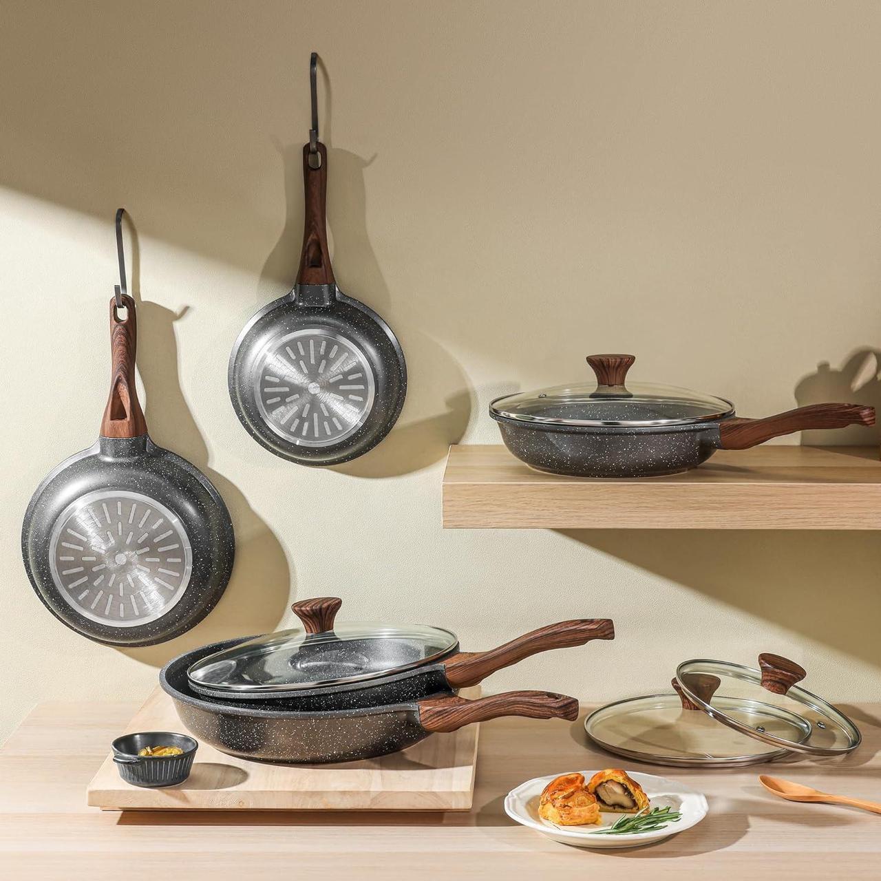 Alt view image 2 of 7 - SENSARTE Nonstick Frying Pan Skillet, Swiss Granite Coating Omelette Pan, Healthy Stone Cookware Chef's Pan, PFOA Free (8/9.5/10/11/12.5 Inch) (8 Inch)