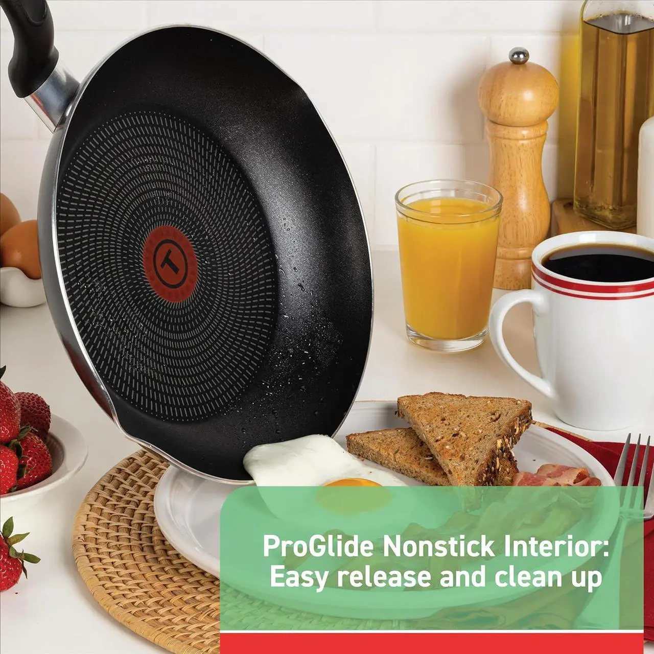 Alt view image 2 of 7 - T-fal Specialty Nonstick Saute Pan with Glass Lid 5 Quart, Oven Broiler Safe 350F, Cookware, Deep Frying Pan with Handle, Skillet, Kitchen, Pots and Pans, Dishwasher Safe, Black