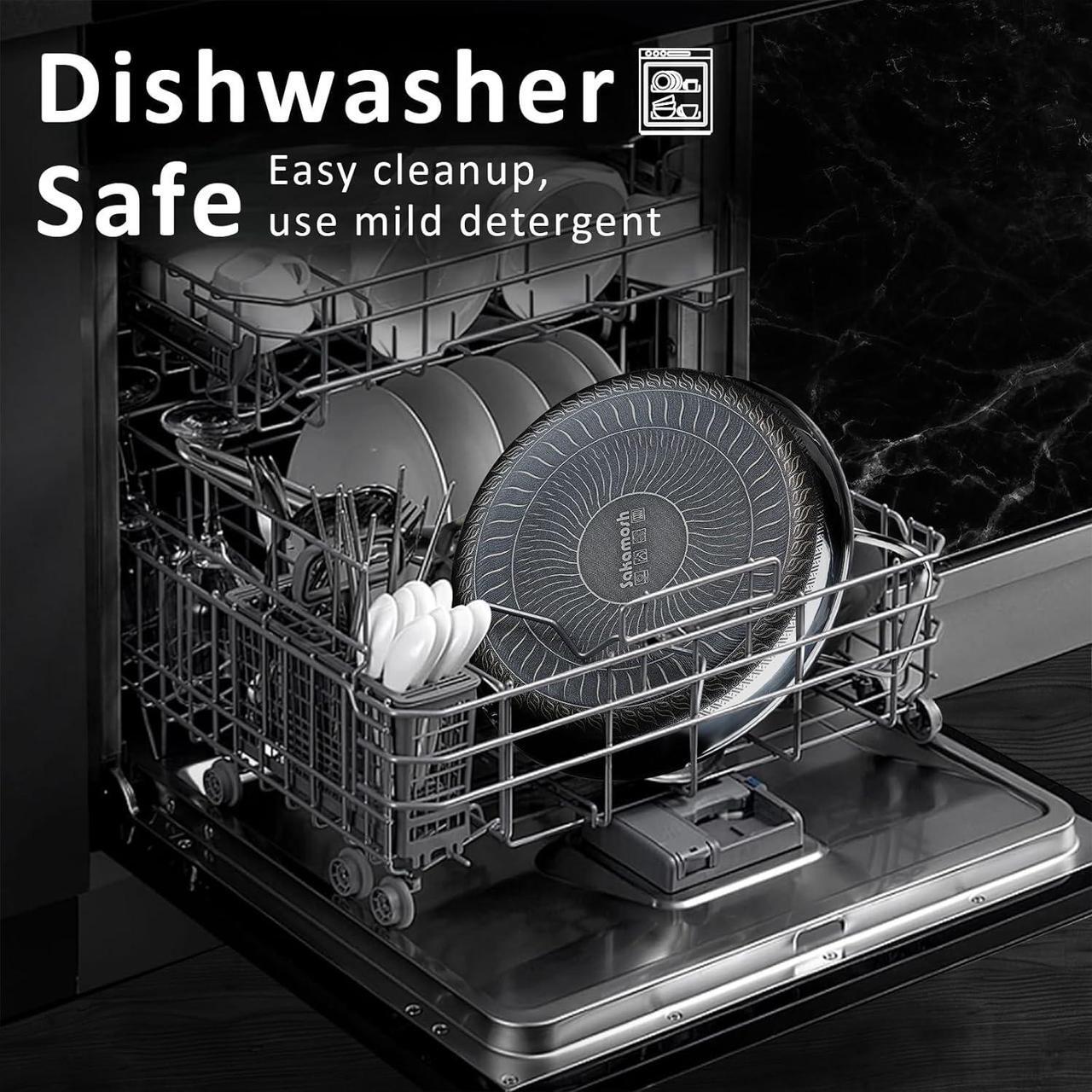 Alt view image 6 of 7 - 8" Non Stick Frying Pans, Hybrid Ceramic Stainless Steel Pan, Skillet with Stay-Cool Handle, Non Toxic, PFAS PFOA PTFE Free, Dishwasher & Oven Safe, Induction, Compatible with All Cooktops