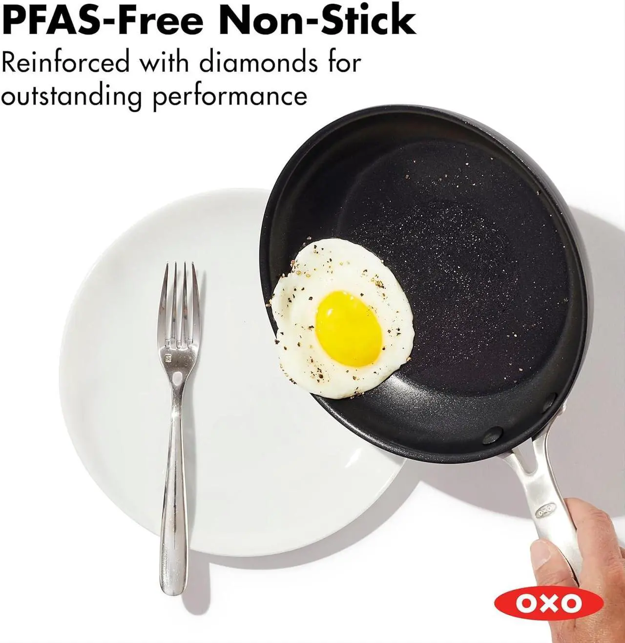 oxo enhanced 3 piece frying pan skillet set