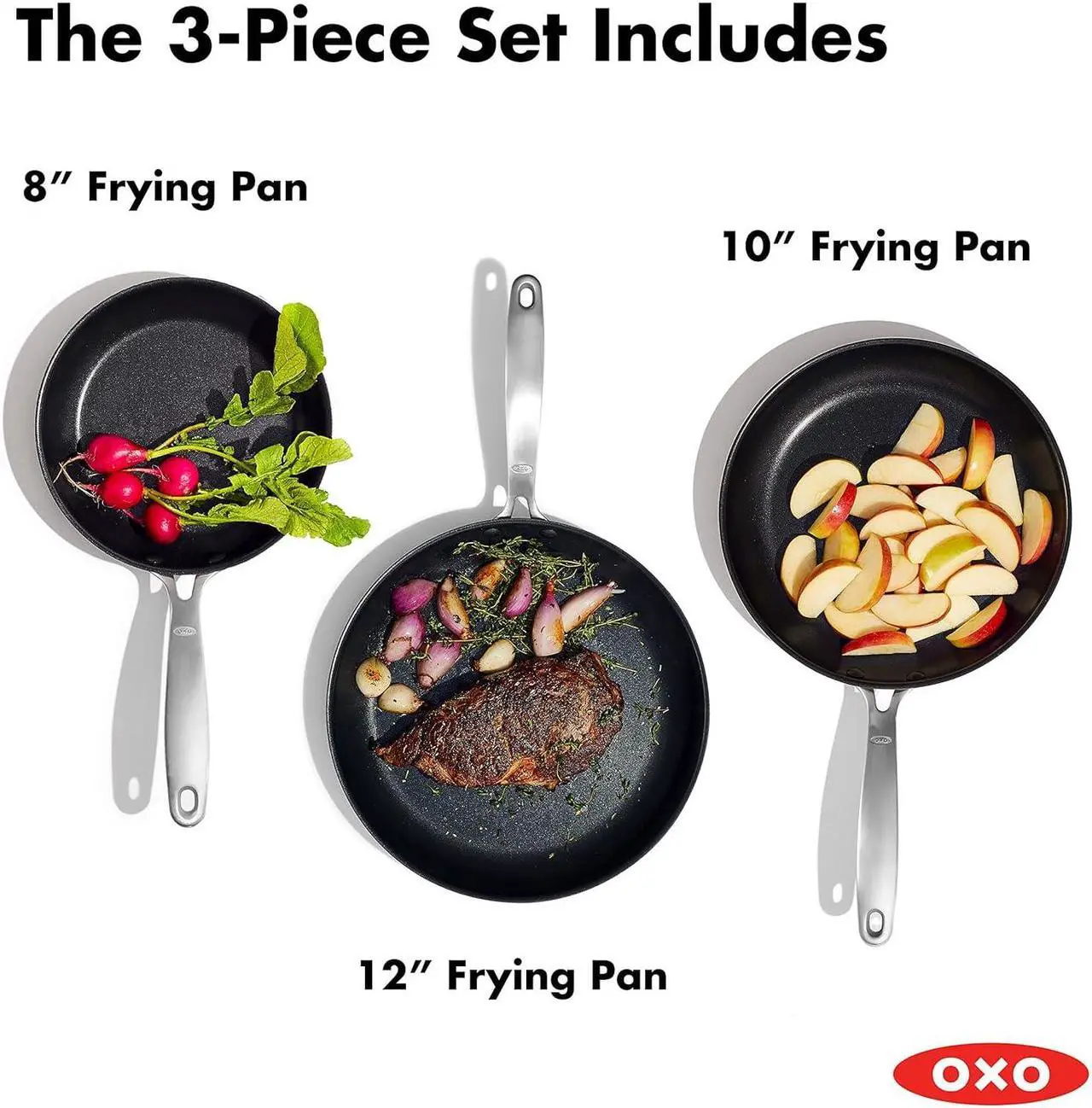 oxo enhanced 3 piece frying pan skillet set - Thumbnail 5