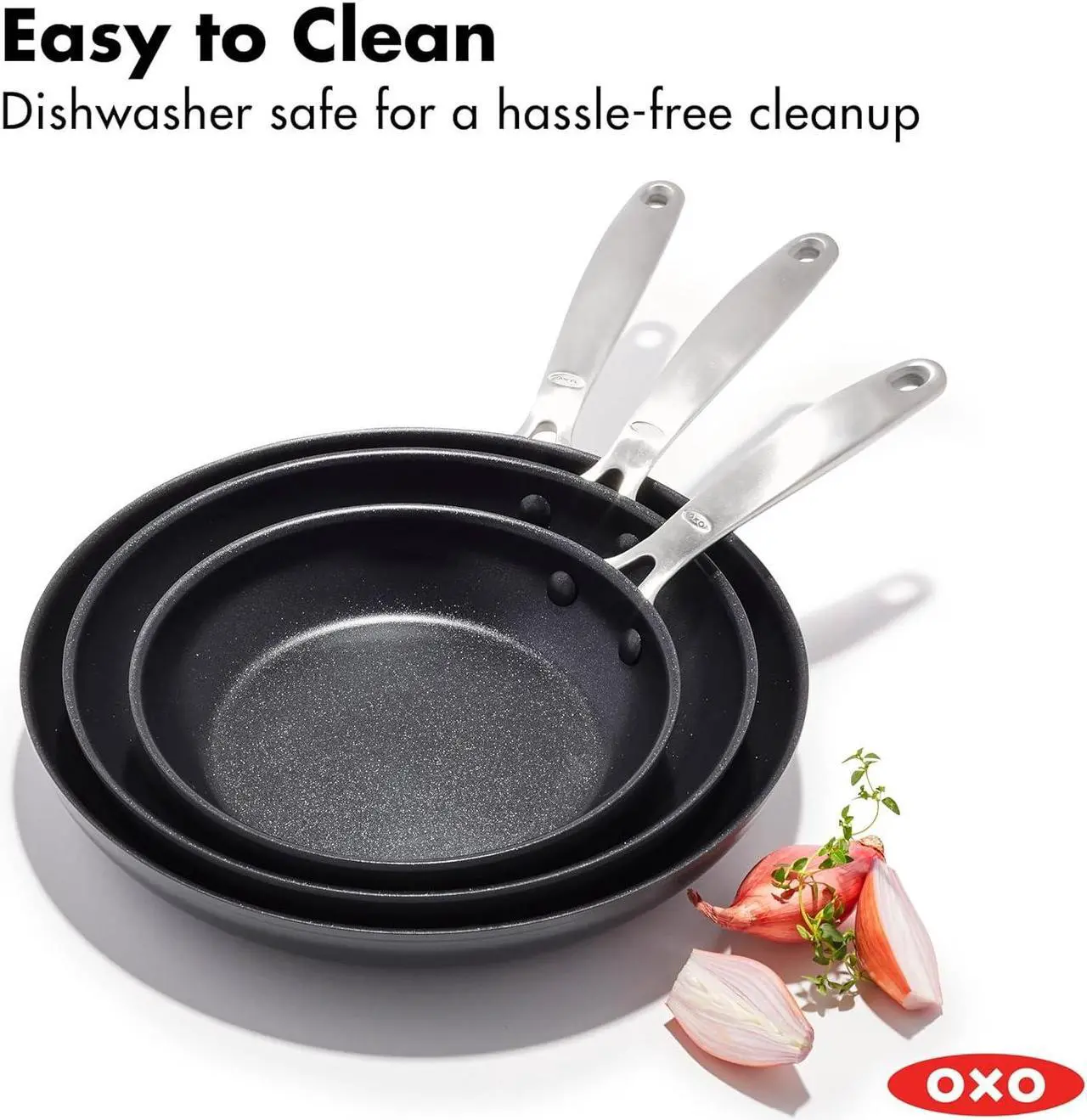 oxo enhanced 3 piece frying pan skillet set - Thumbnail 4